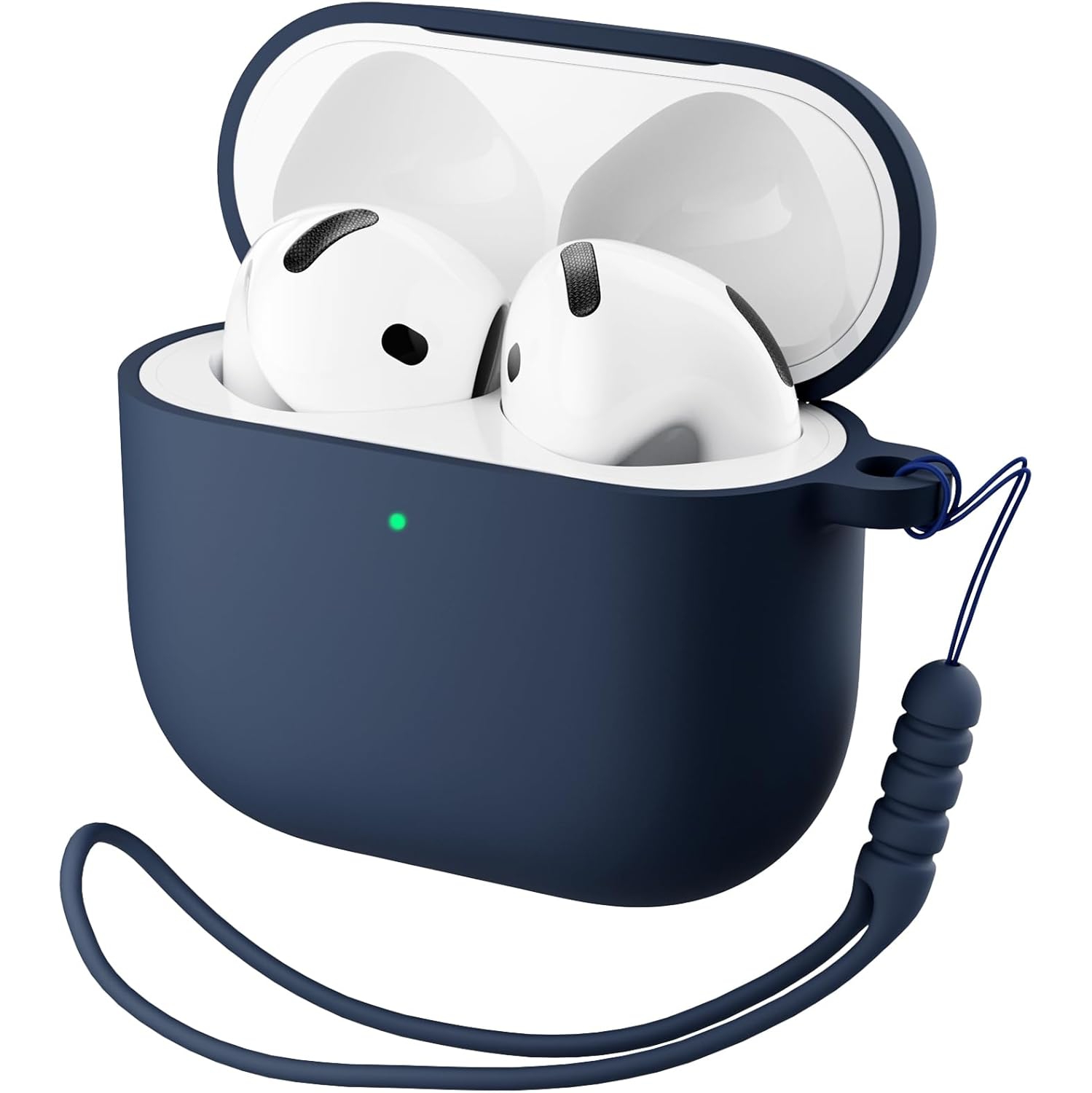 ORNARTO for AirPods 4th Generation Case, Protective Liquid Silicone Case Cover for AirPods 4th Generation with Lanyard Soft Skin Front LED Visible