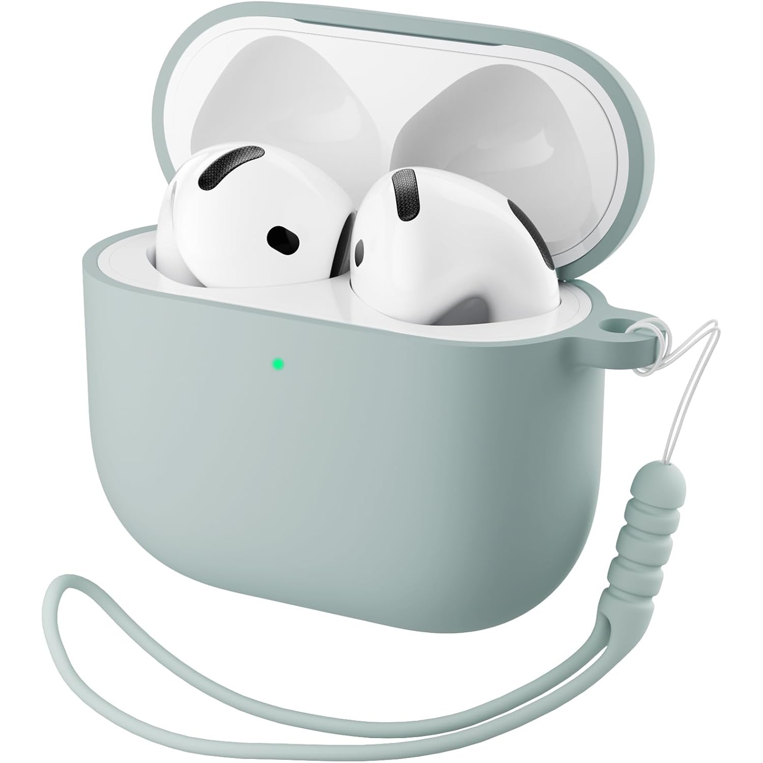 ORNARTO for AirPods 4th Generation Case, Protective Liquid Silicone Case Cover for AirPods 4th Generation with Lanyard Soft Skin Front LED Visible