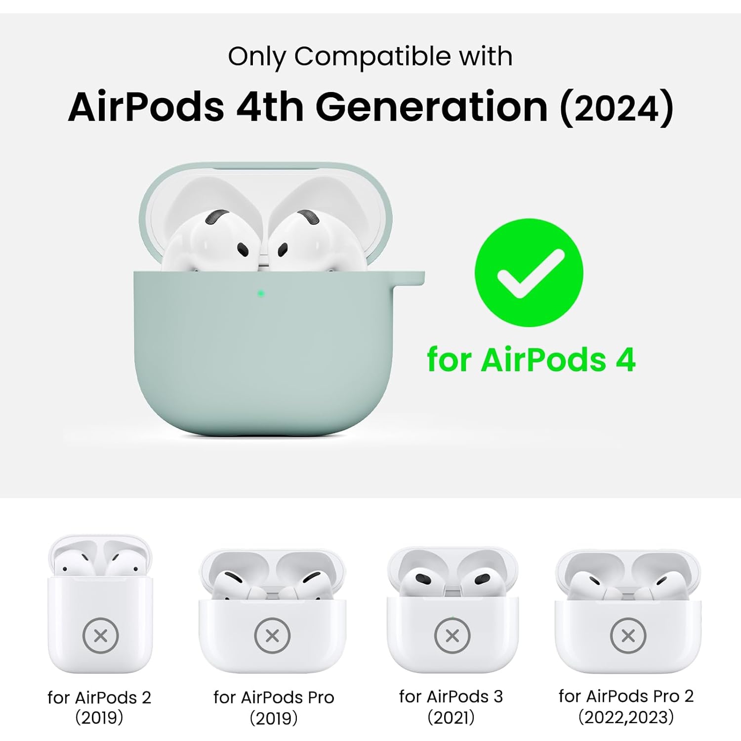 ORNARTO for AirPods 4th Generation Case, Protective Liquid Silicone Case Cover for AirPods 4th Generation with Lanyard Soft Skin Front LED Visible