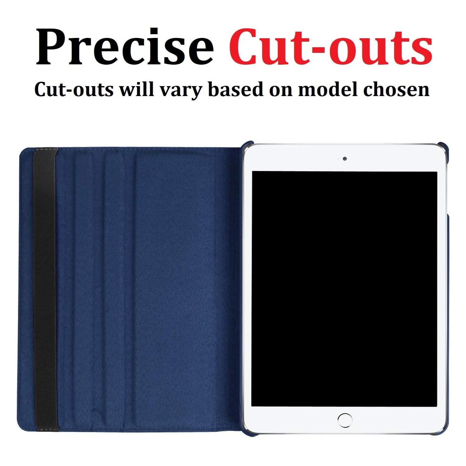 Étui rotatif pour iPad Mini 1/2/3, support 360 degrés [veille automatique/réveil] Étui iPad intelligent en cuir rabattable (noir)