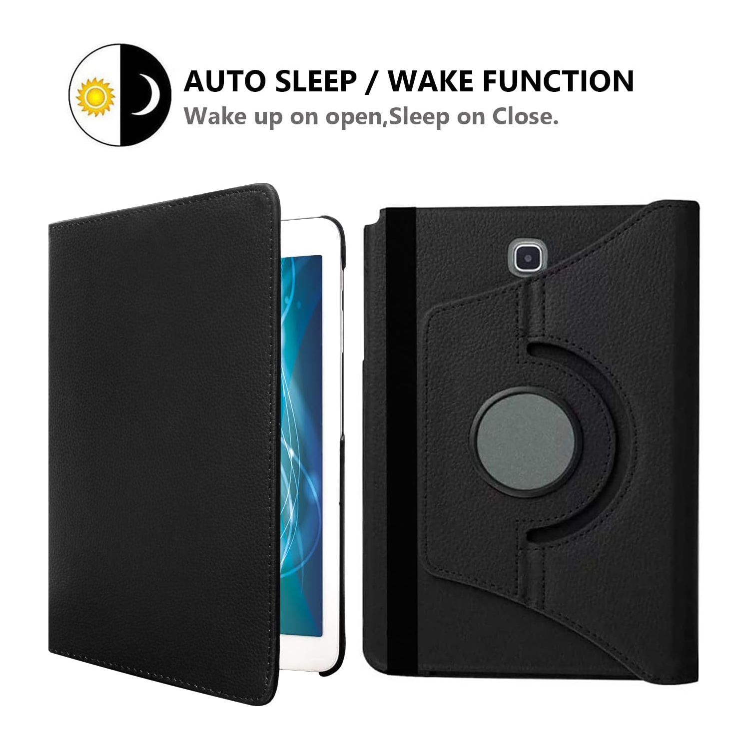 Étui rotatif pour Samsung Galaxy Tab A 8,0 po T350 T355, support 360 degrés [Auto Sleep/Wake] Étui à rabat en cuir pour tablette intelligente