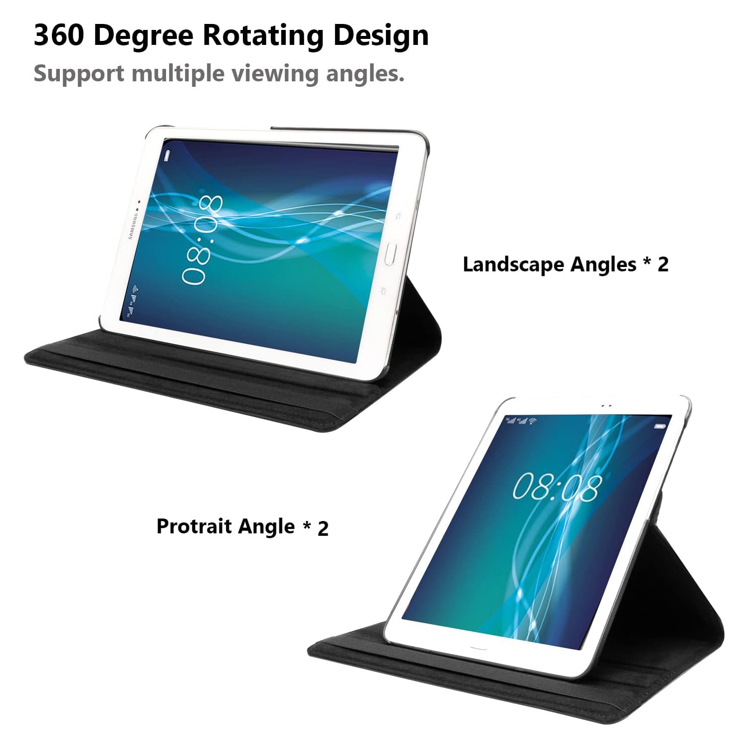 Étui rotatif pour Samsung Galaxy Tab A 8,0 po T350 T355, support 360 degrés [Auto Sleep/Wake] Étui à rabat en cuir pour tablette intelligente