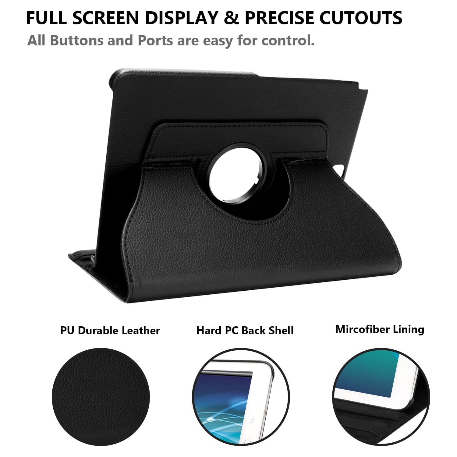 Étui rotatif pour Samsung Galaxy Tab A 8,0 po T350 T355, support 360 degrés [Auto Sleep/Wake] Étui à rabat en cuir pour tablette intelligente