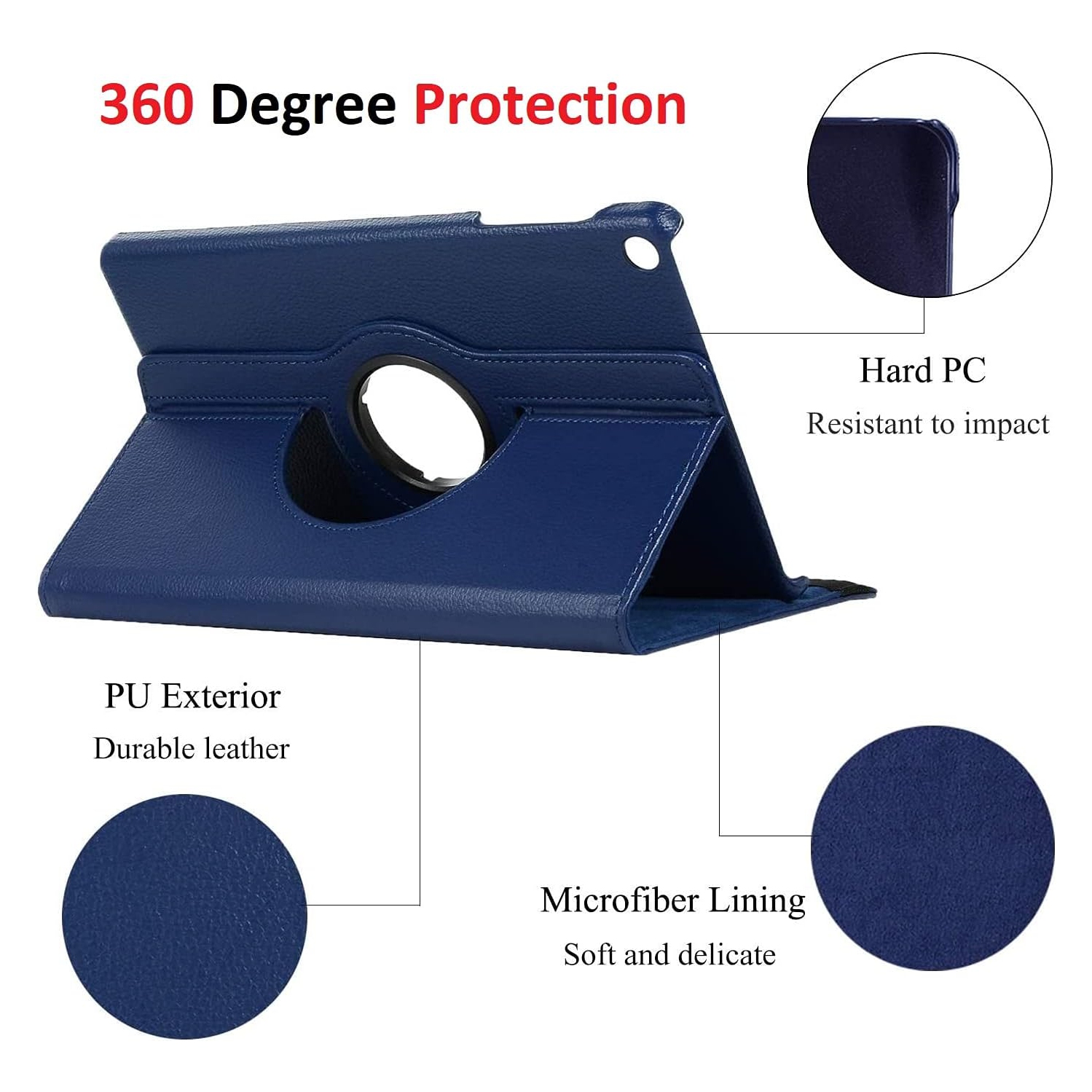 Étui rotatif pour Samsung Galaxy Tab A9 8,7 po, support 360 degrés [Auto Sleep/Wake] Étui à rabat en cuir pour tablette intelligente