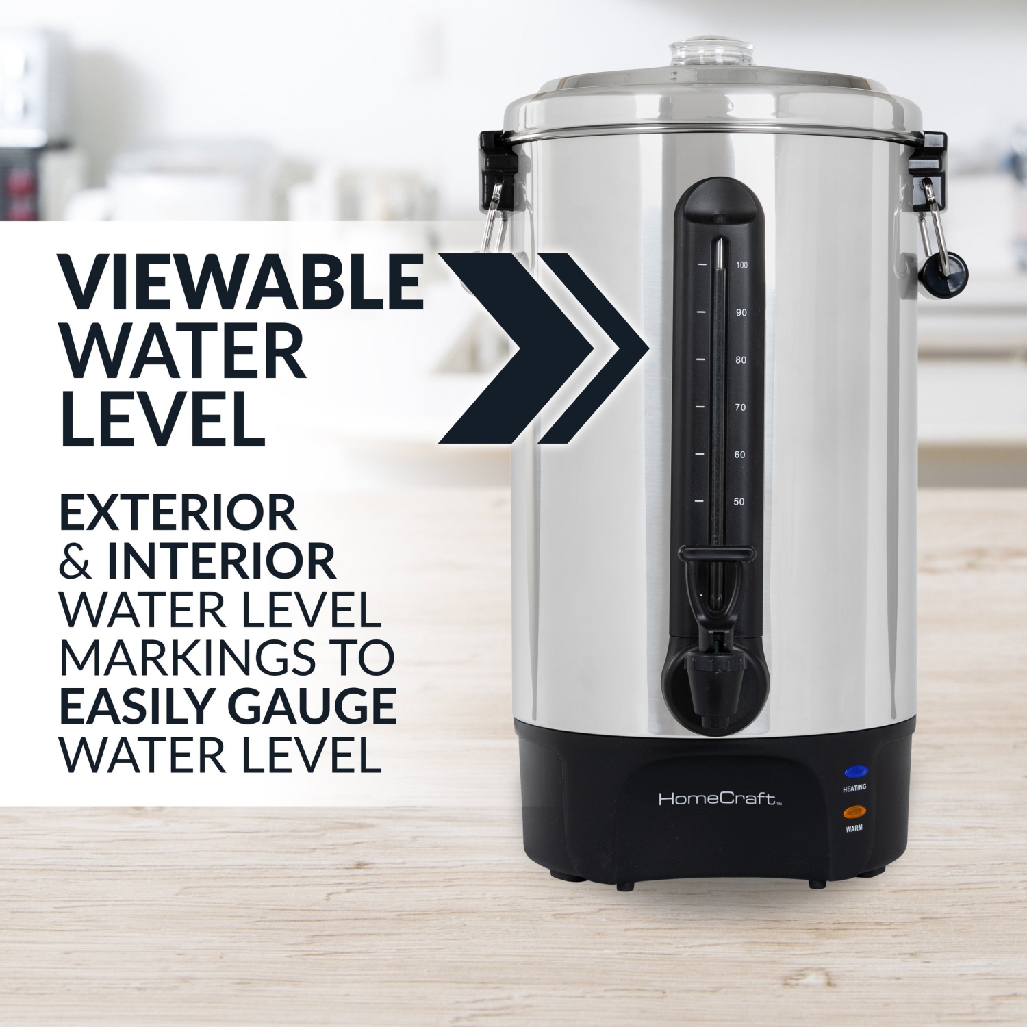 HomeCraft™ – Urne à café Quick-Brewing, 1500 watts, 100 tasses, acier inoxydable