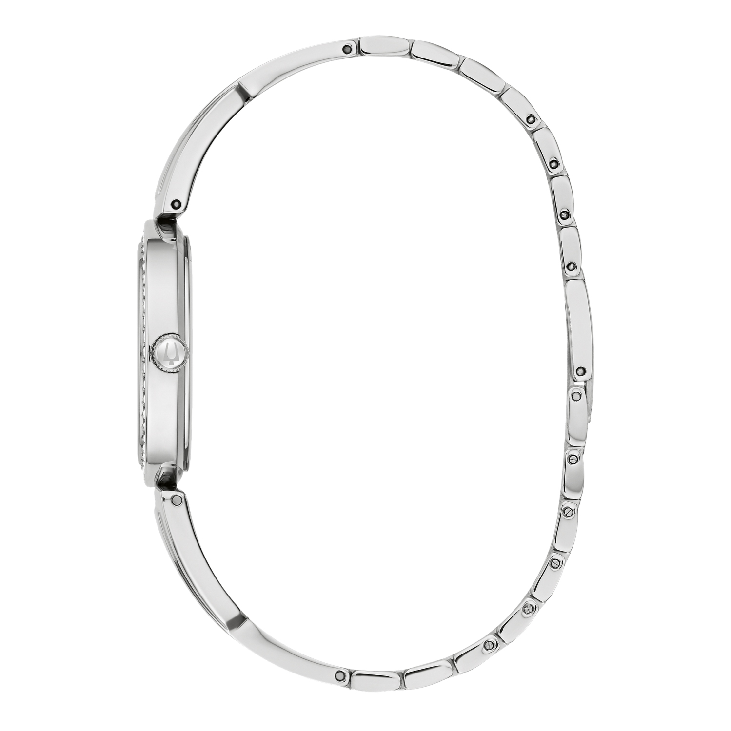 Boîtier à quartz en acier inoxydable argenté 30&nbsp;mm pour femmes de Bulova avec cadran nacré noir et collier correspondant
