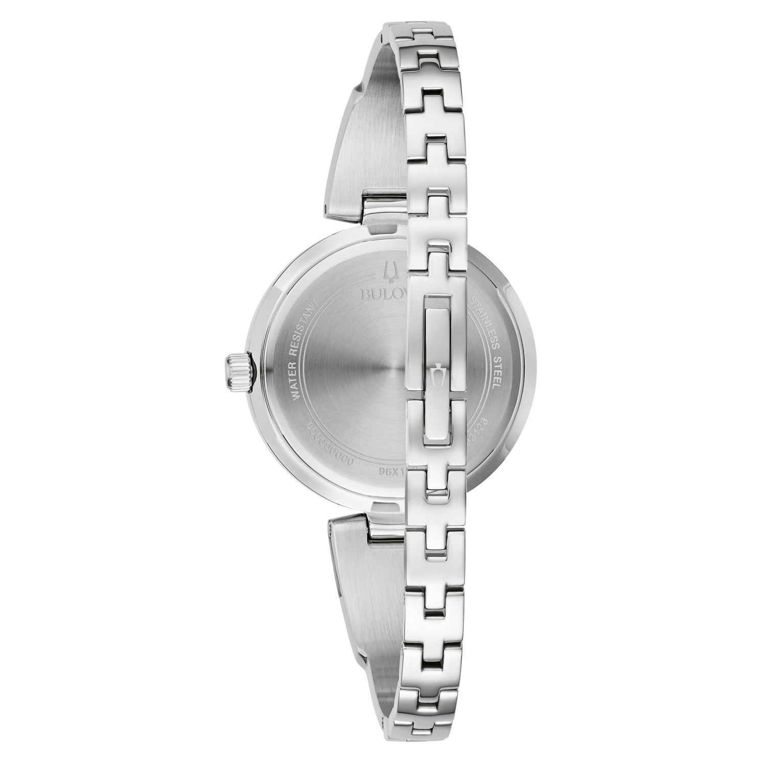 Boîtier à quartz en acier inoxydable argenté 30&nbsp;mm pour femmes de Bulova avec cadran nacré noir et collier correspondant