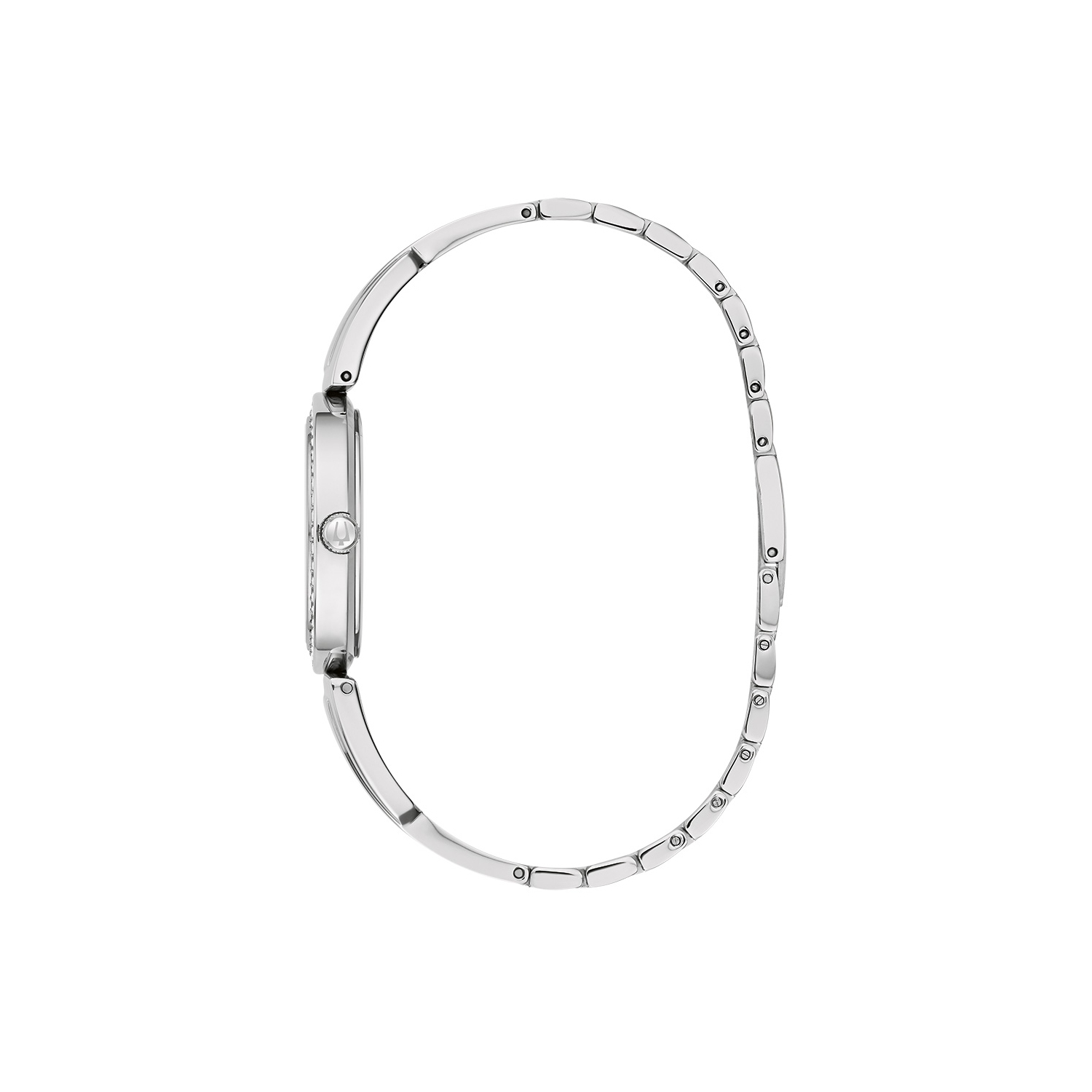 Boîtier à quartz en acier inoxydable argenté 30&nbsp;mm pour femmes de Bulova avec cadran nacré noir et collier correspondant