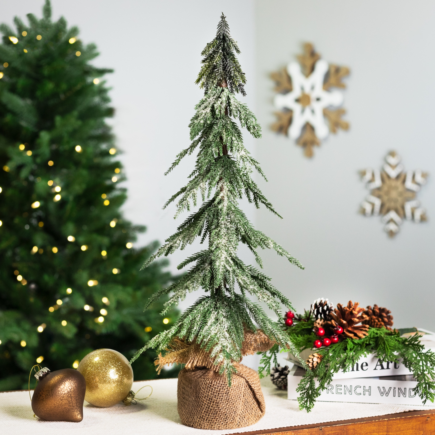 Mini Icy Pine Christmas Tree in Burlap Base - 24" - Unlit