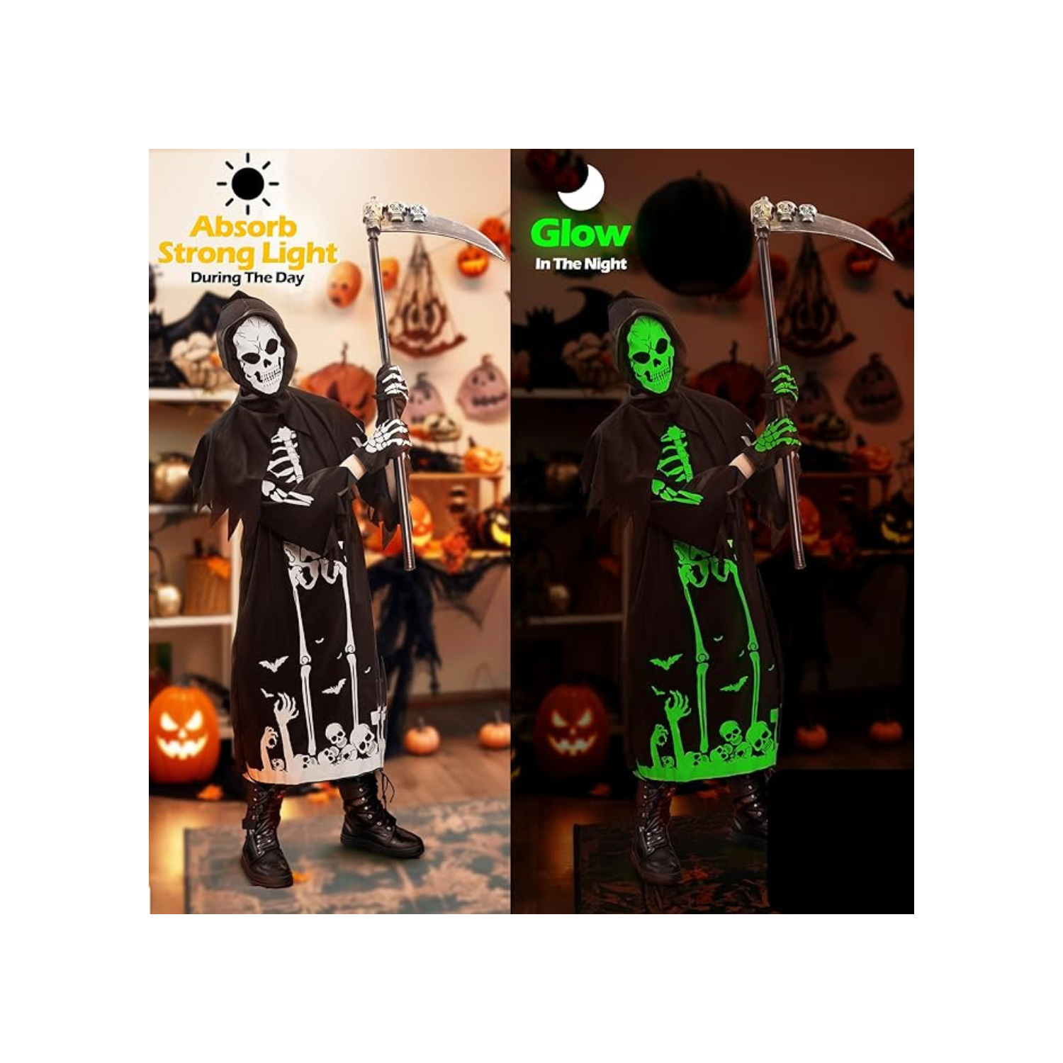 Skirfy Costume Kids,Halloween Costumes for Boys,Glowin the Dark Cosplay Costume