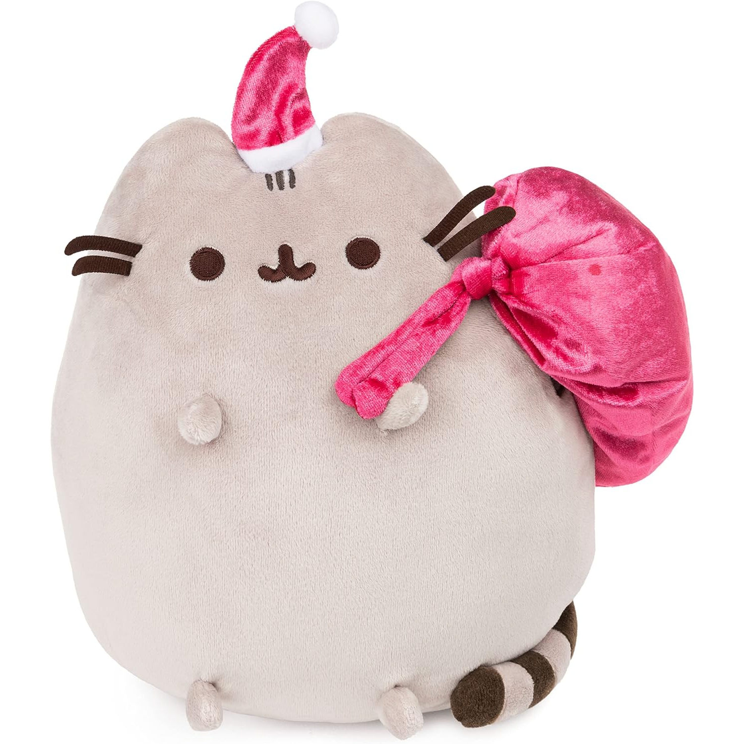 GUND Santa Claws Pusheen Holiday Plush Stuffed Animal Cat, Gray and Pink, 9.5