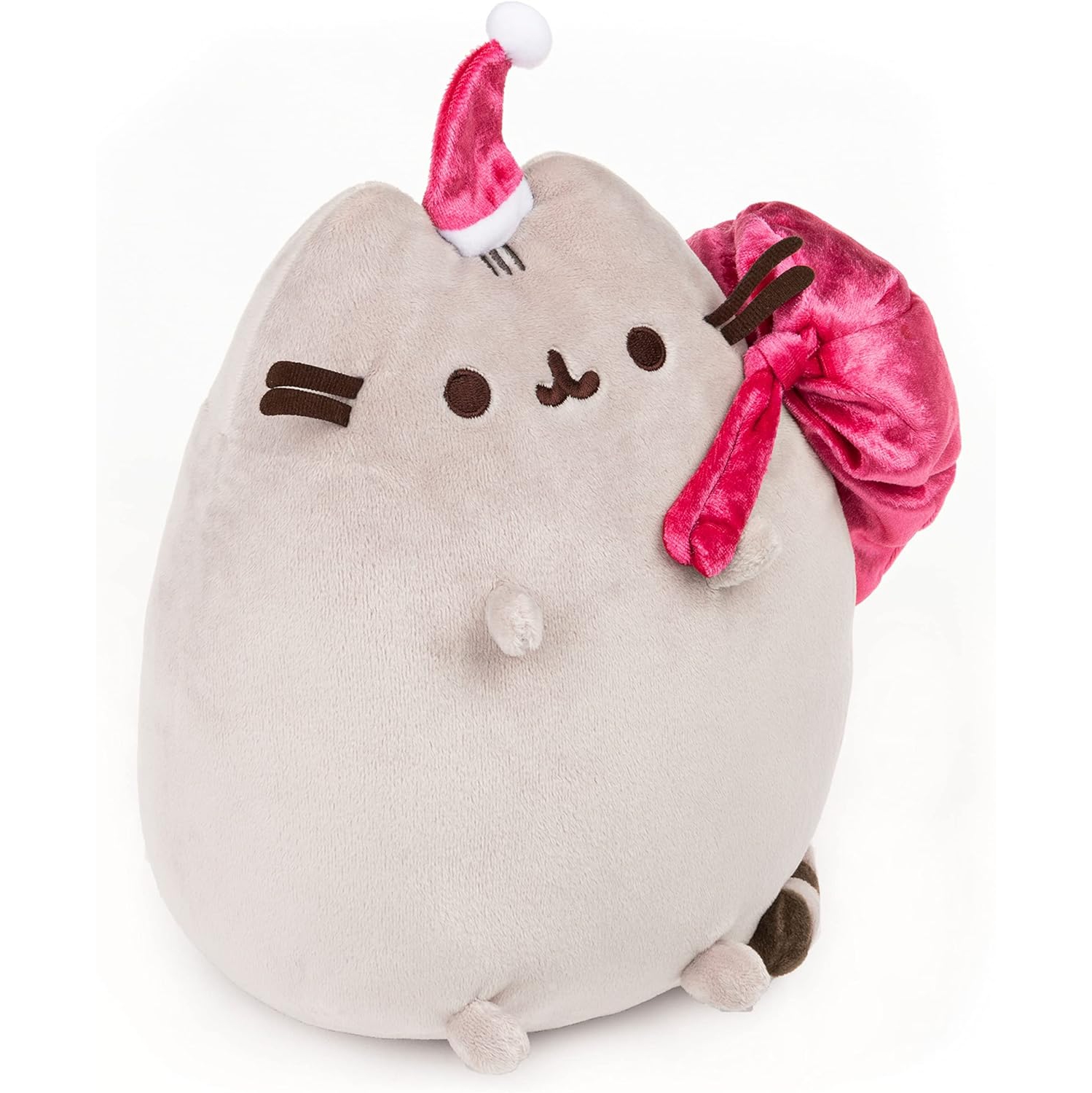 GUND Santa Claws Pusheen Holiday Plush Stuffed Animal Cat, Gray and Pink, 9.5