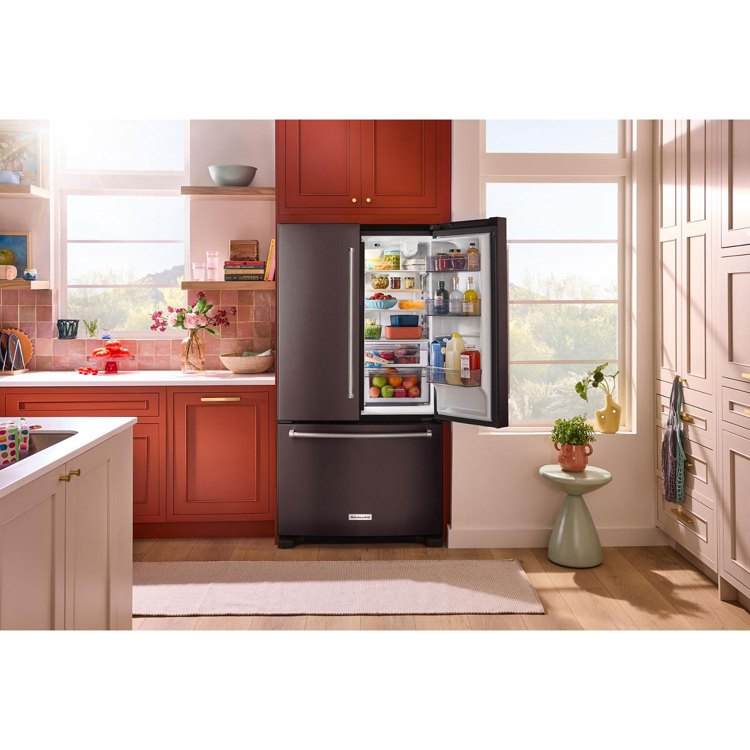 KitchenAid 36" 20 Cu. Ft. French Door Refrigerator with Water Dispenser - Black Stainless Steel
