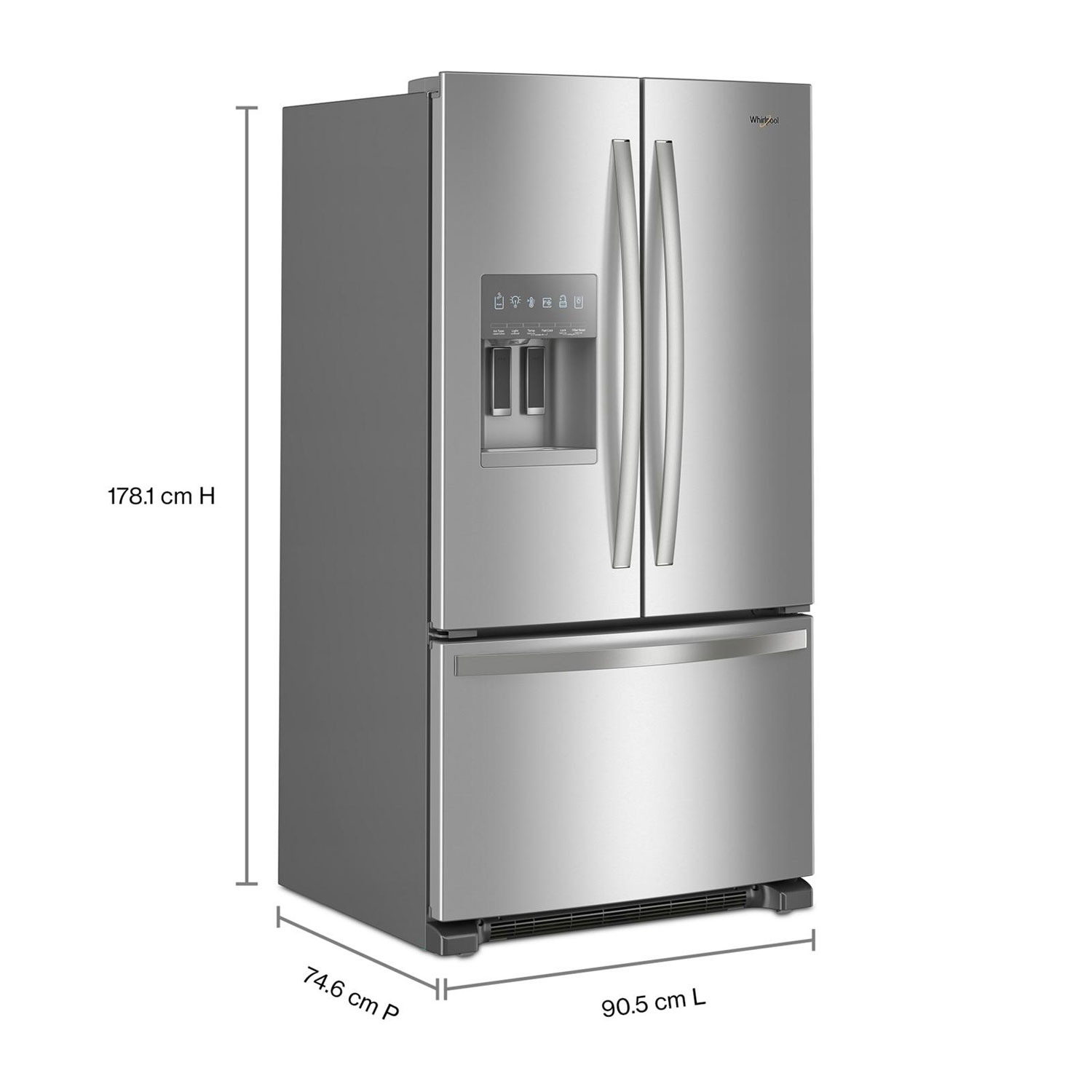 Whirlpool 36" 24.7 Cu. Ft. French Door Refrigerator with Water & Ice Dispenser - Stainless Steel