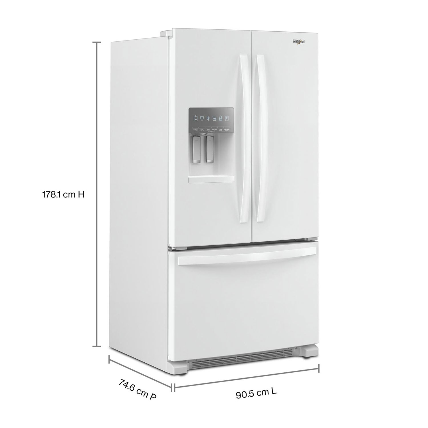 Whirlpool 36" 24.7 Cu. Ft. French Door Refrigerator with Water & Ice Dispenser - White