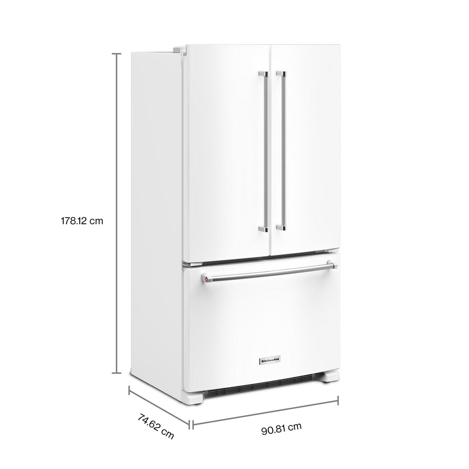 KitchenAid 36" 20 Cu. Ft. French Door Refrigerator with Water Dispenser - White