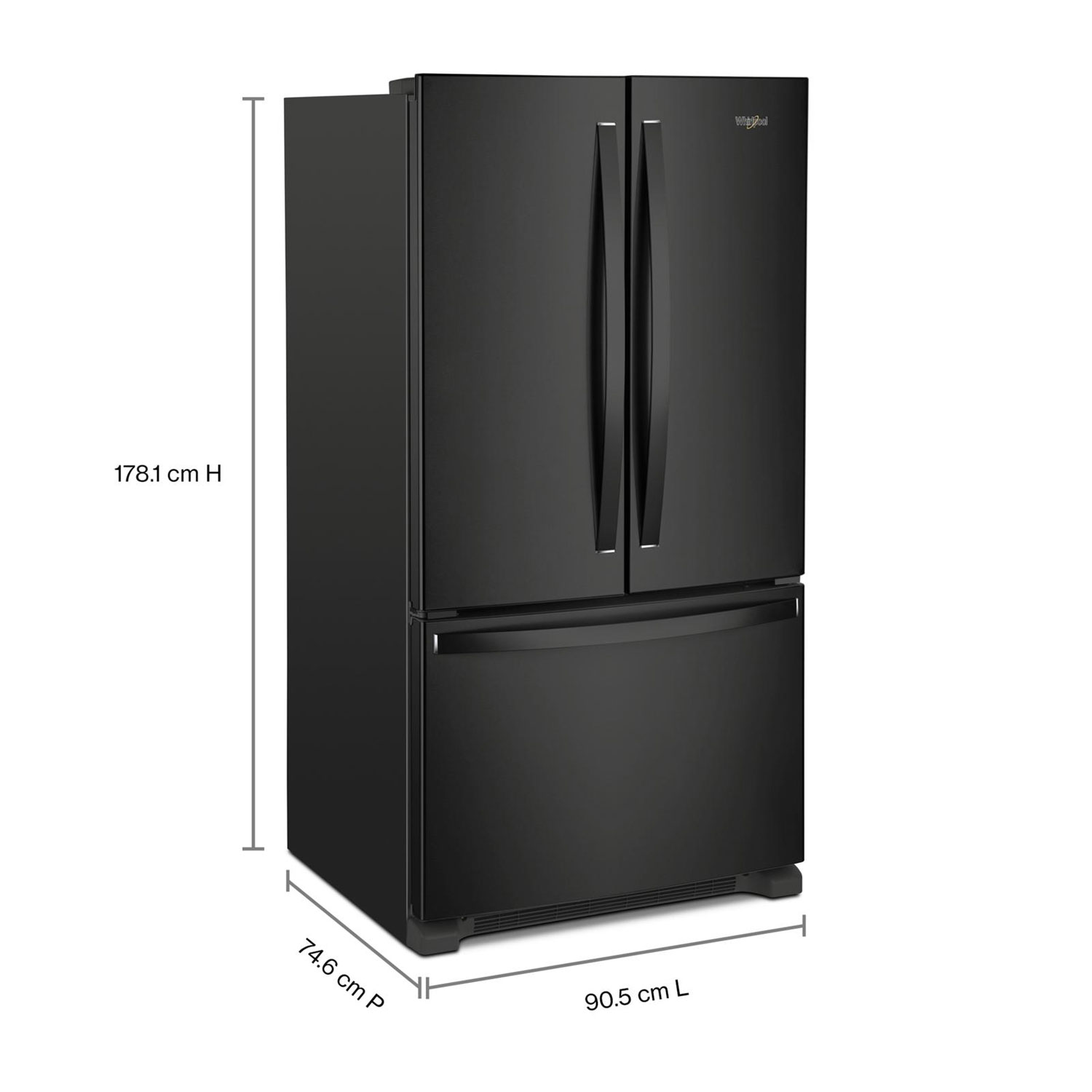 Whirlpool 36" 20 Cu. Ft. French Door Refrigerator with Water Dispenser - Black