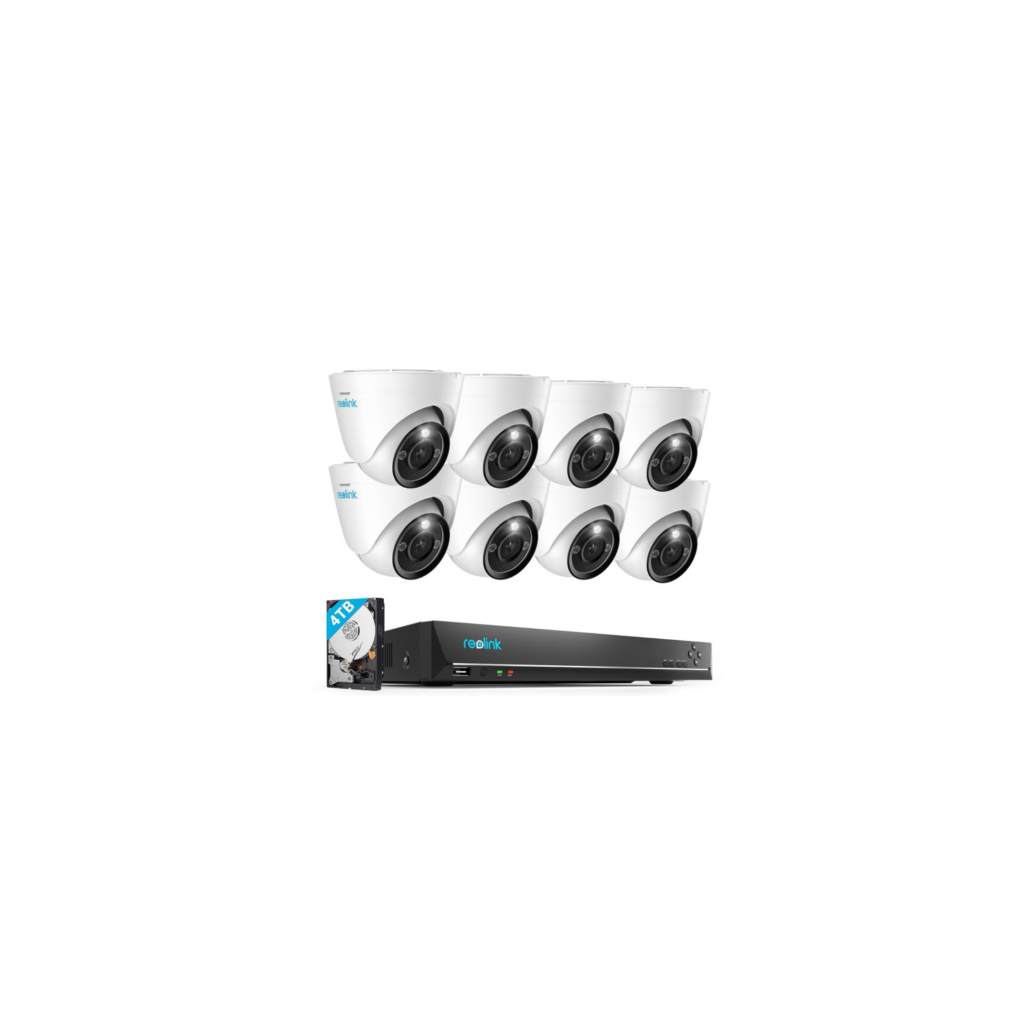 Reolink 4K Outdoor Home Security System Cameras, 3X Optical Zoom, Color Night Vision, Smart Detection, 8pcs RLC-833A Bundle with 16CH NVR RLN16-410