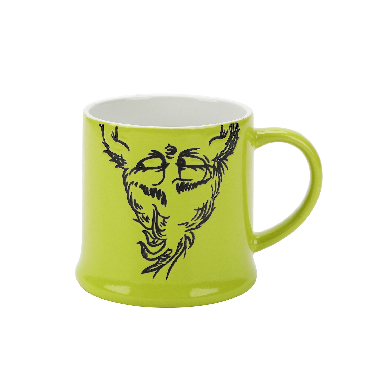Tasse en céramique verte résistante à la cire de 16 oz avec personnage à l'envers de Grincheux