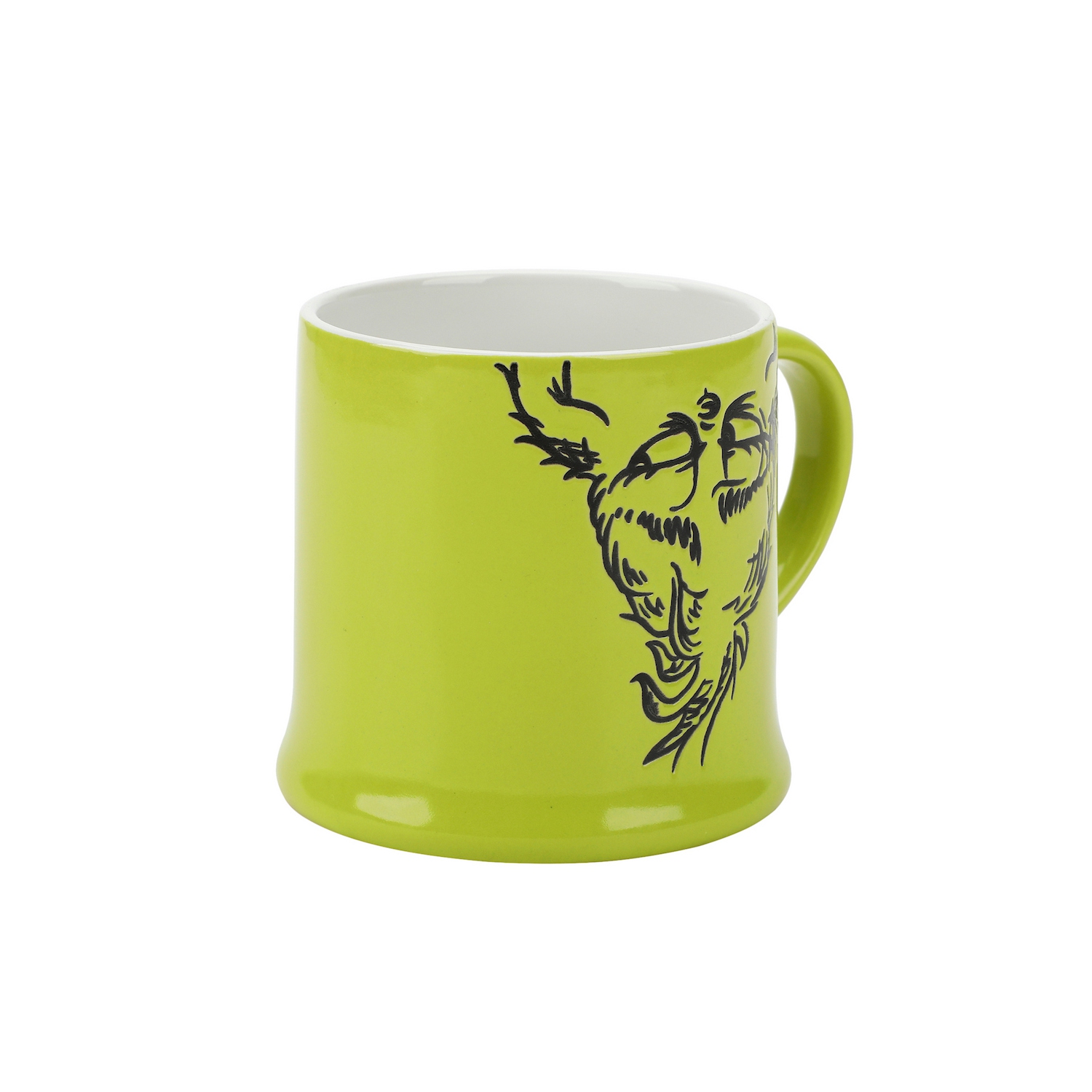 Tasse en céramique verte résistante à la cire de 16 oz avec personnage à l'envers de Grincheux