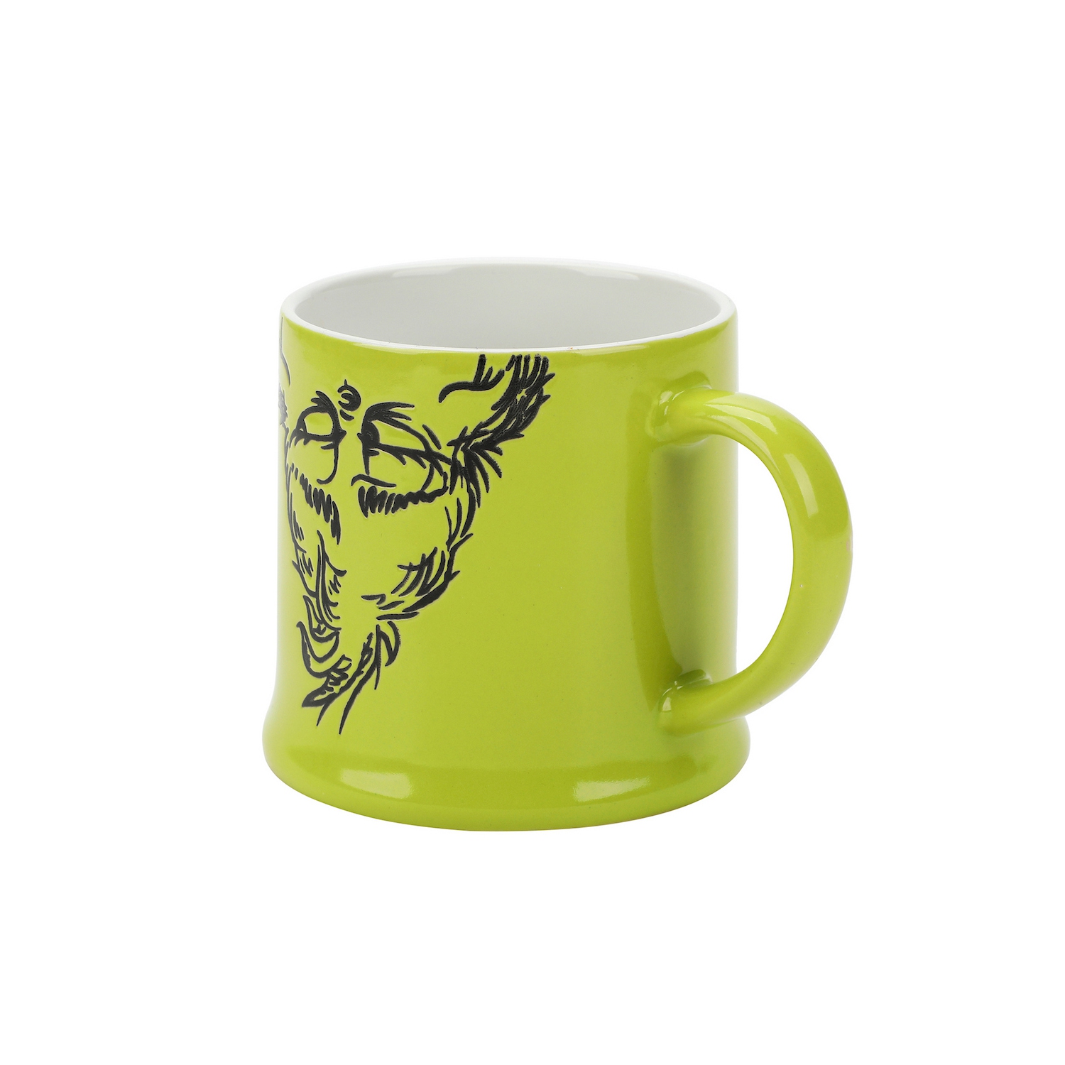 Tasse en céramique verte résistante à la cire de 16 oz avec personnage à l'envers de Grincheux