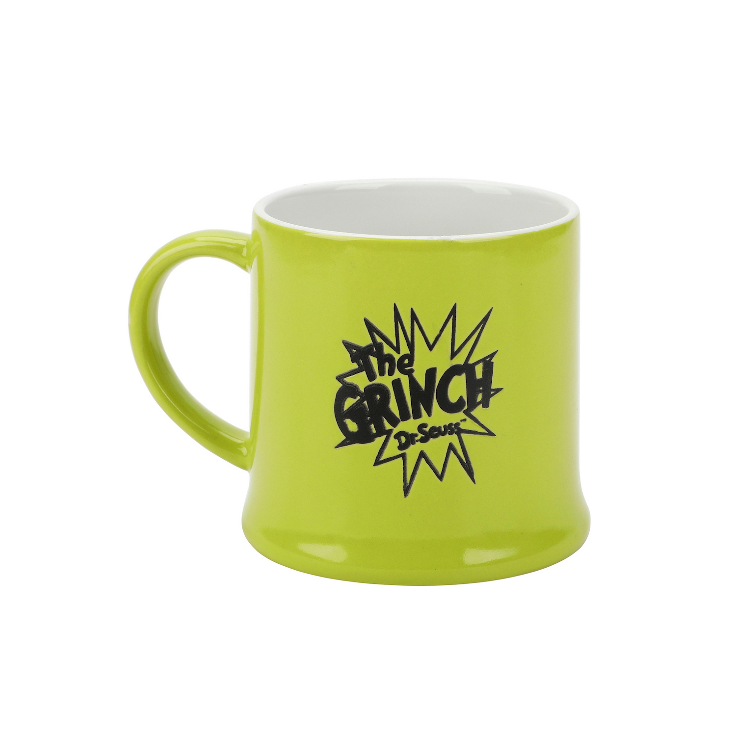 Tasse en céramique verte résistante à la cire de 16 oz avec personnage à l'envers de Grincheux