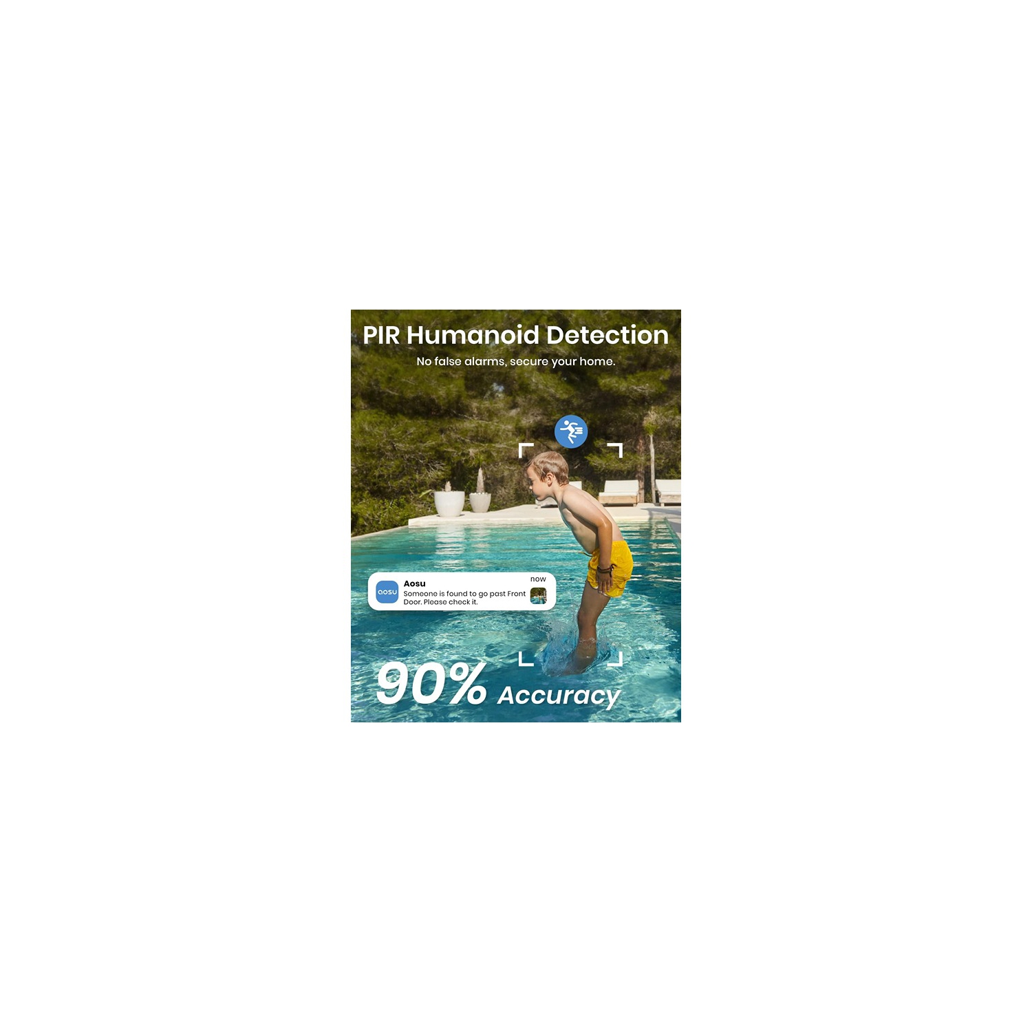 Caméra de surveillance extérieure sans fil 2K d'Aosu, caméra de surveillance solaire avec projecteur