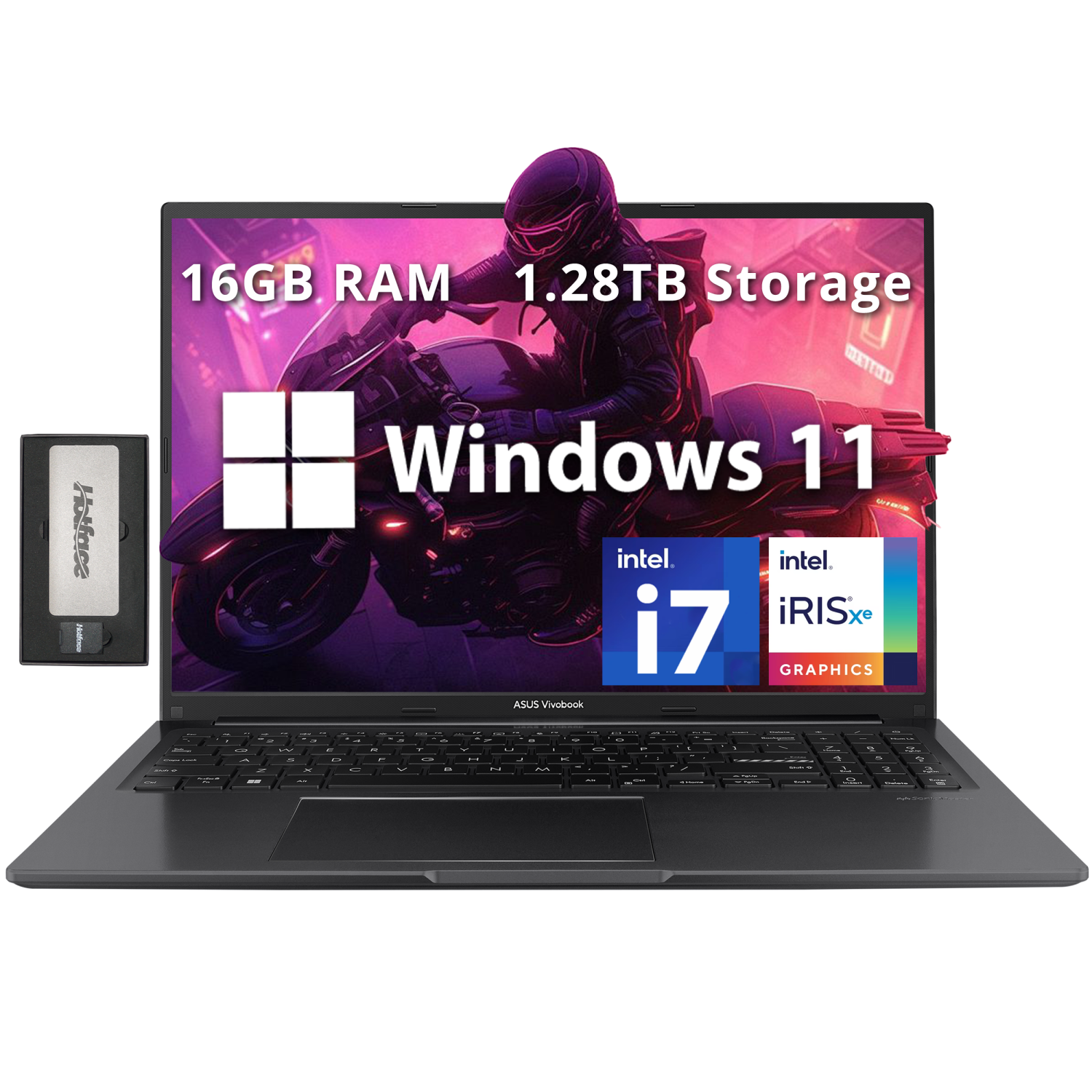 ASUS Vivobook 16" WUXGA Laptop, Intel i7-1355U, 1.28TB Storage(1TB SSD+288GB Docking Station Set), 16GB RAM, Intel Iris Xe Graphics, Numeric