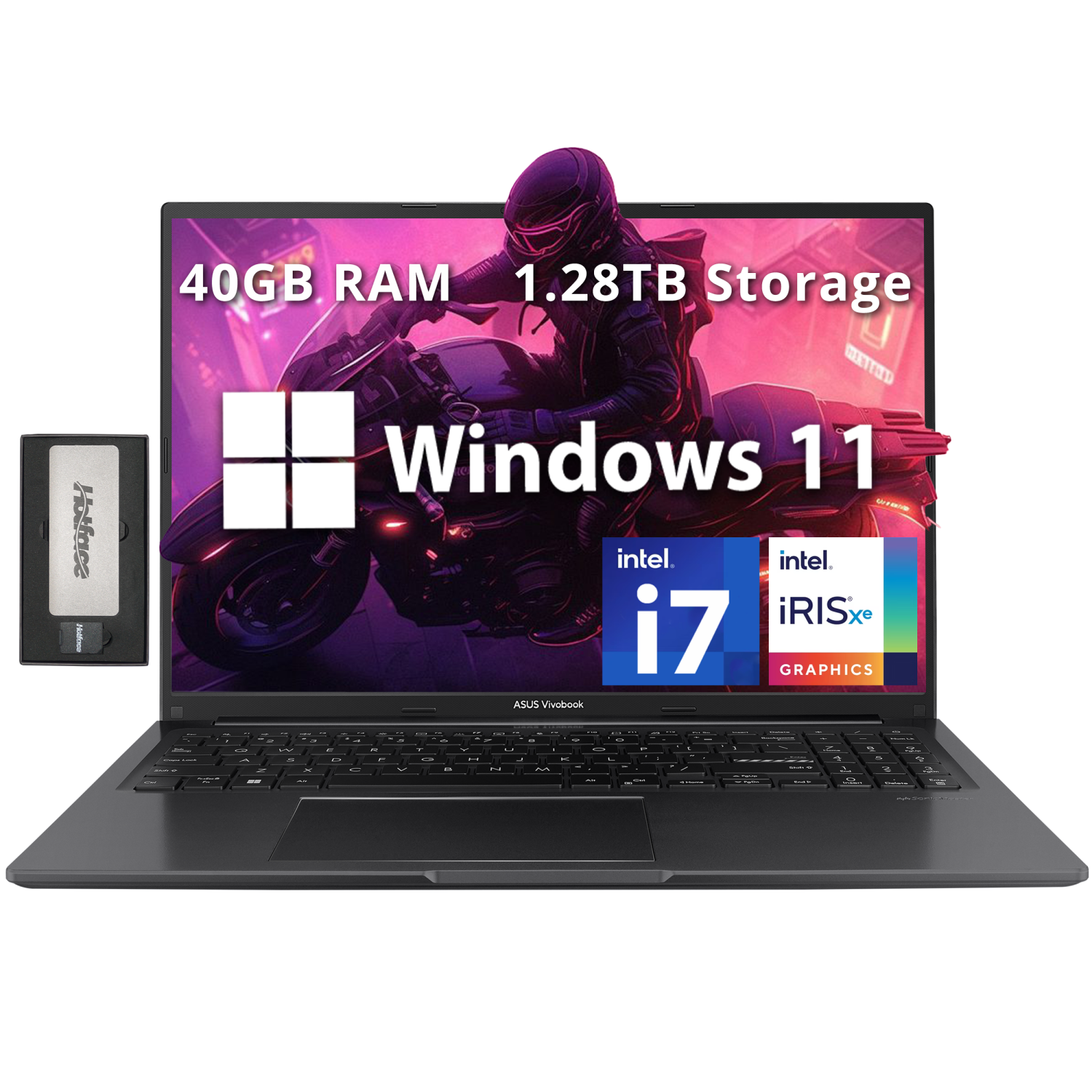 ASUS Vivobook 16" WUXGA Laptop, Intel i7-1355U, 1.28TB Storage(1TB SSD+288GB Docking Station Set), 40GB RAM, Intel Iris Xe Graphics, Numeric