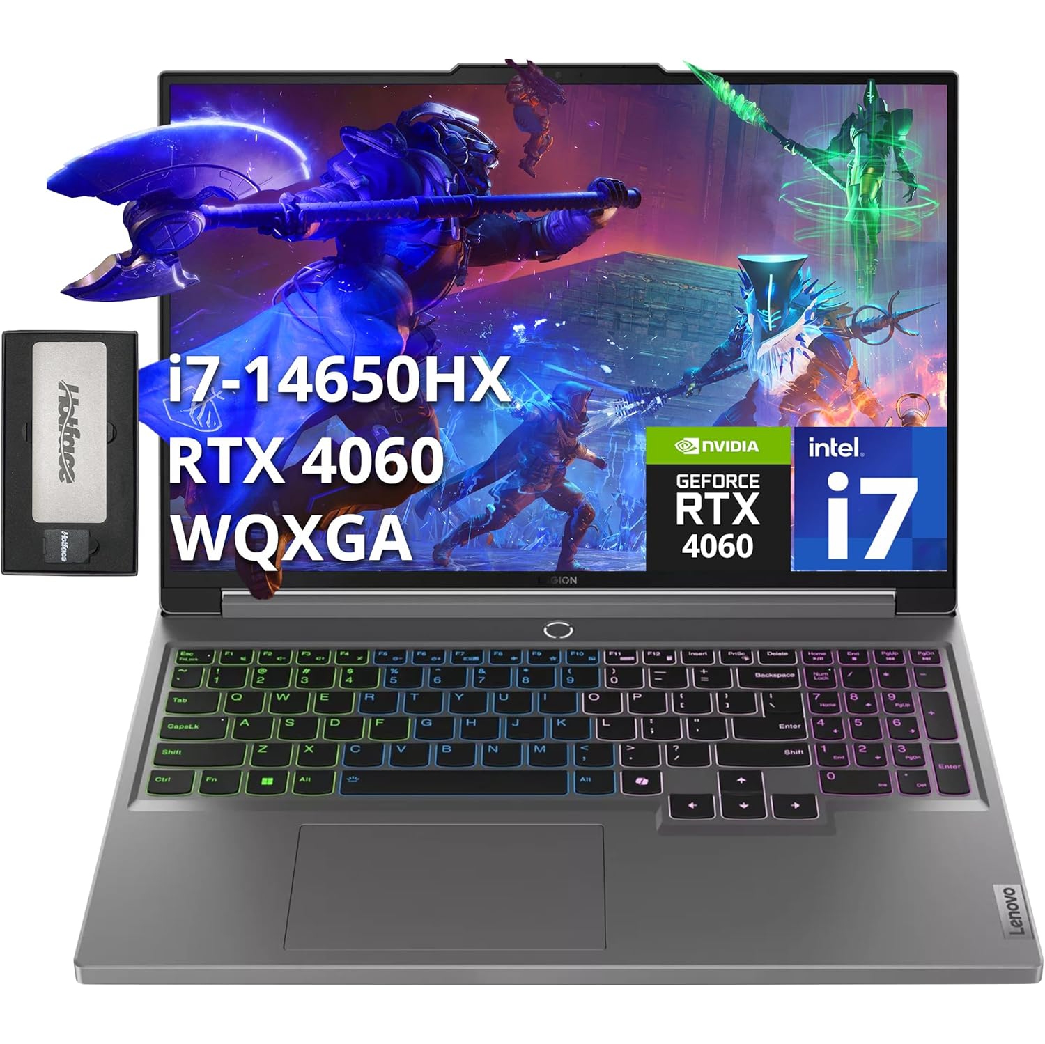 Lenovo Legion 5i 16" 165Hz WQXGA Gaming Laptop, Intel i7-14650HX, GeForce RTX 4060 8GB, 2TB SSD, 32GB DDR5, 4-Zone RGB Keyboard, Win 11, Grey, 256GB Docking Station Set