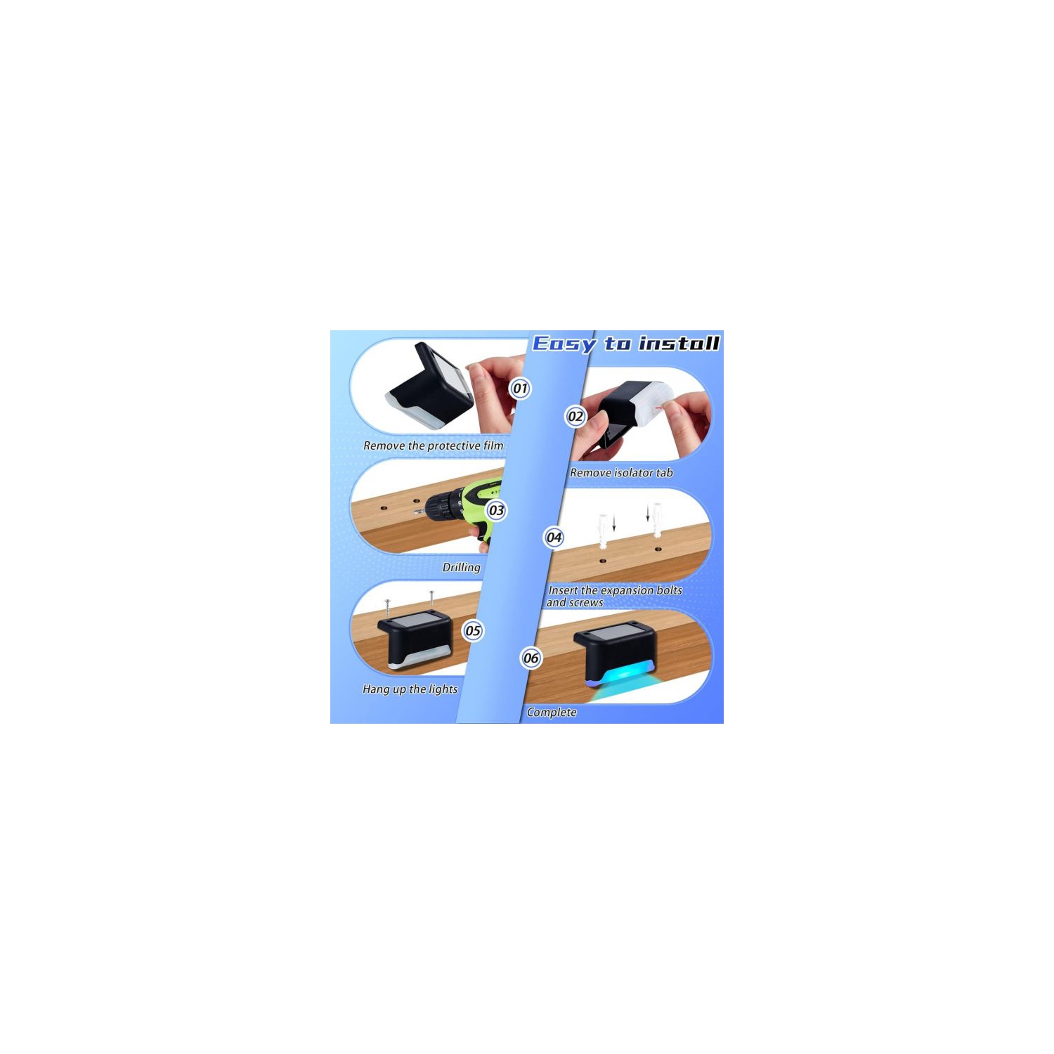 Outdoor Waterproof Solar Deck Lights - Outdoor Stair Lights Waterproof outdoor garden Pathway Yard Stairs Patio stairs Lamps surrounding light Solar