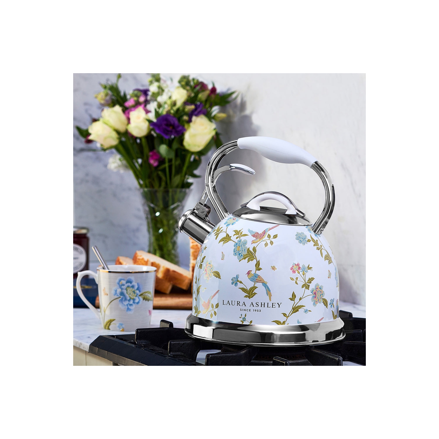 Laura Ashley Stove Top Kettle, Elveden White