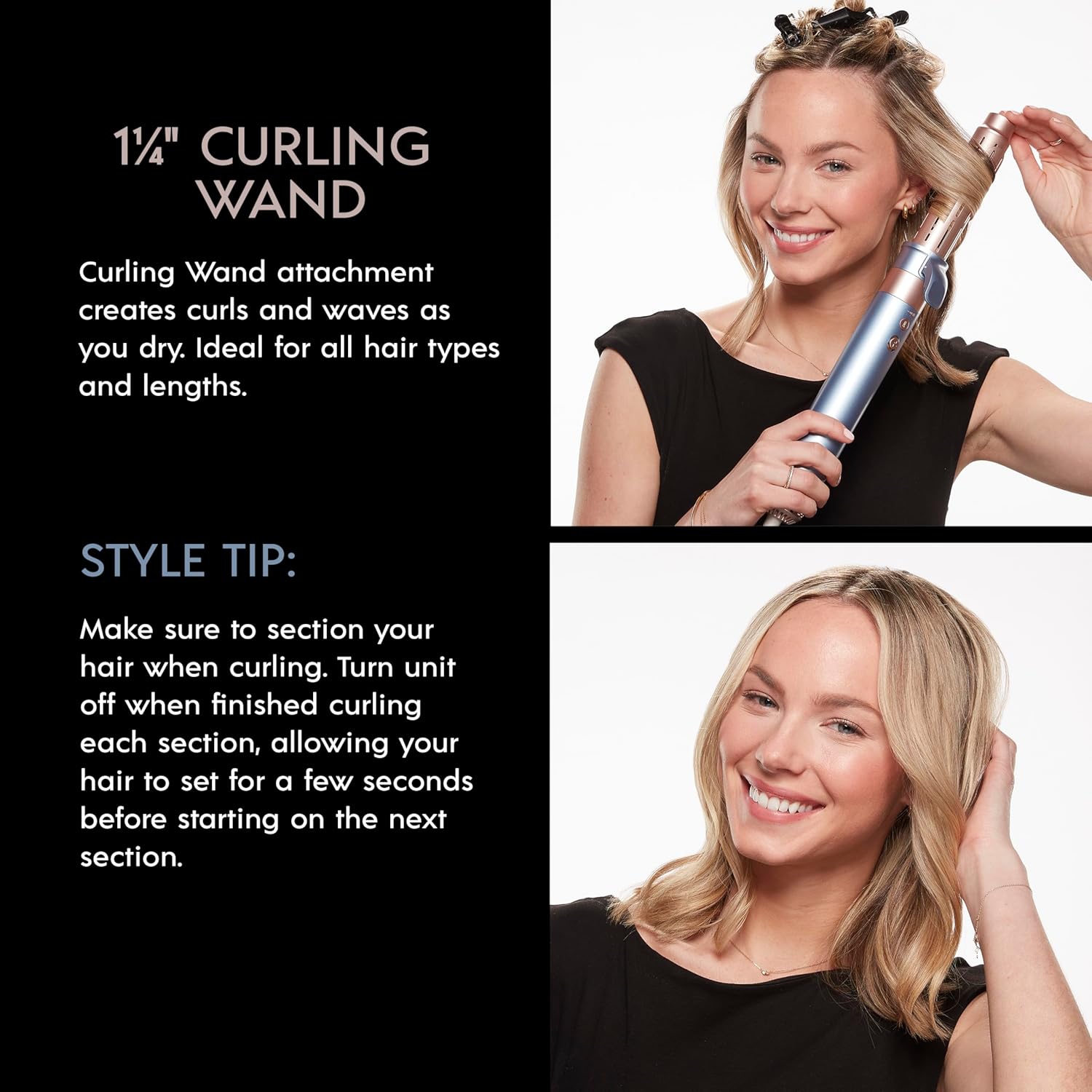 InfinitiPRO - Hot Air Brush/Styling Wand with Attachments, 1200 Watts, Blue