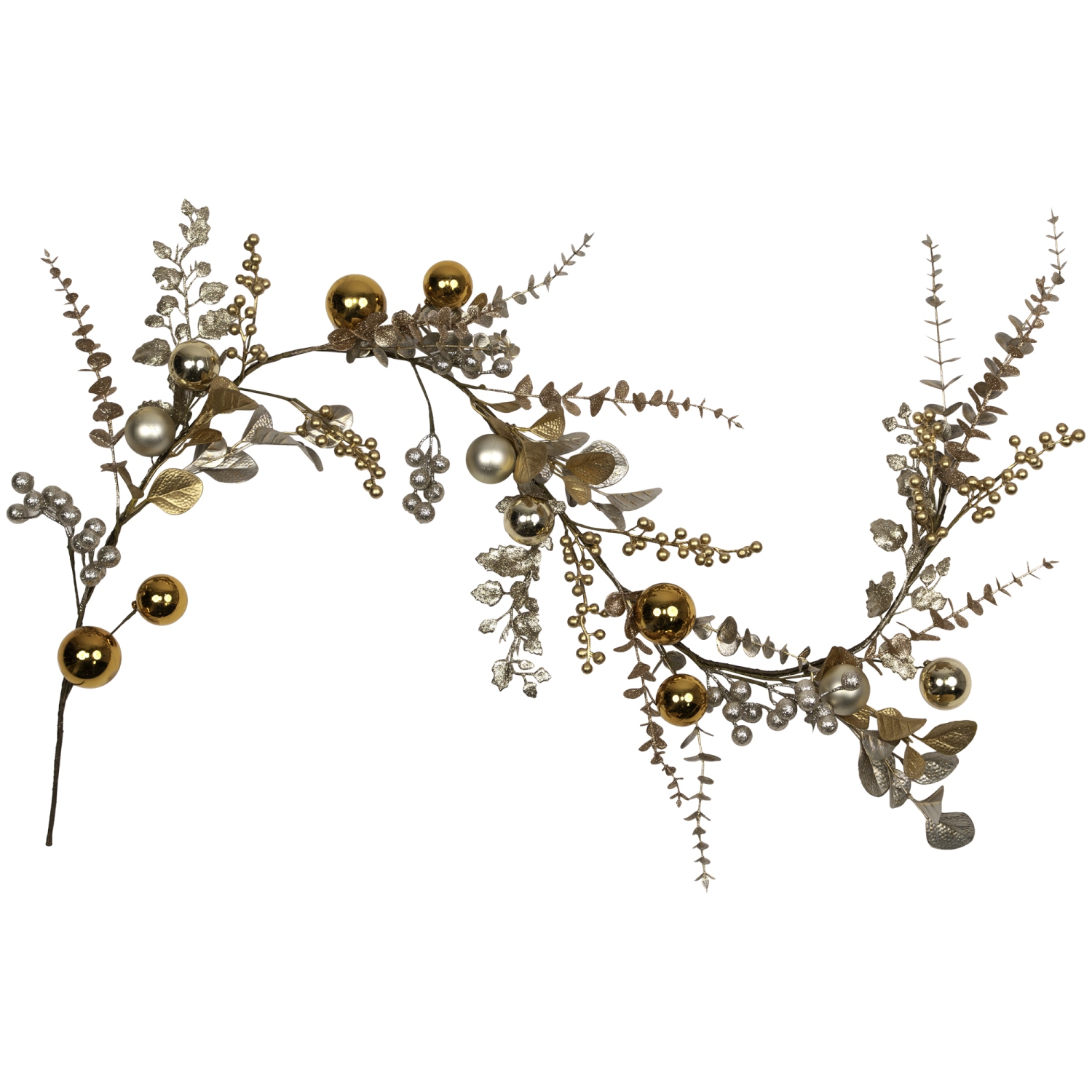 Glittered Mixed Leaves and Berries Artificial Christmas Garland - 6' x 9" - Unlit