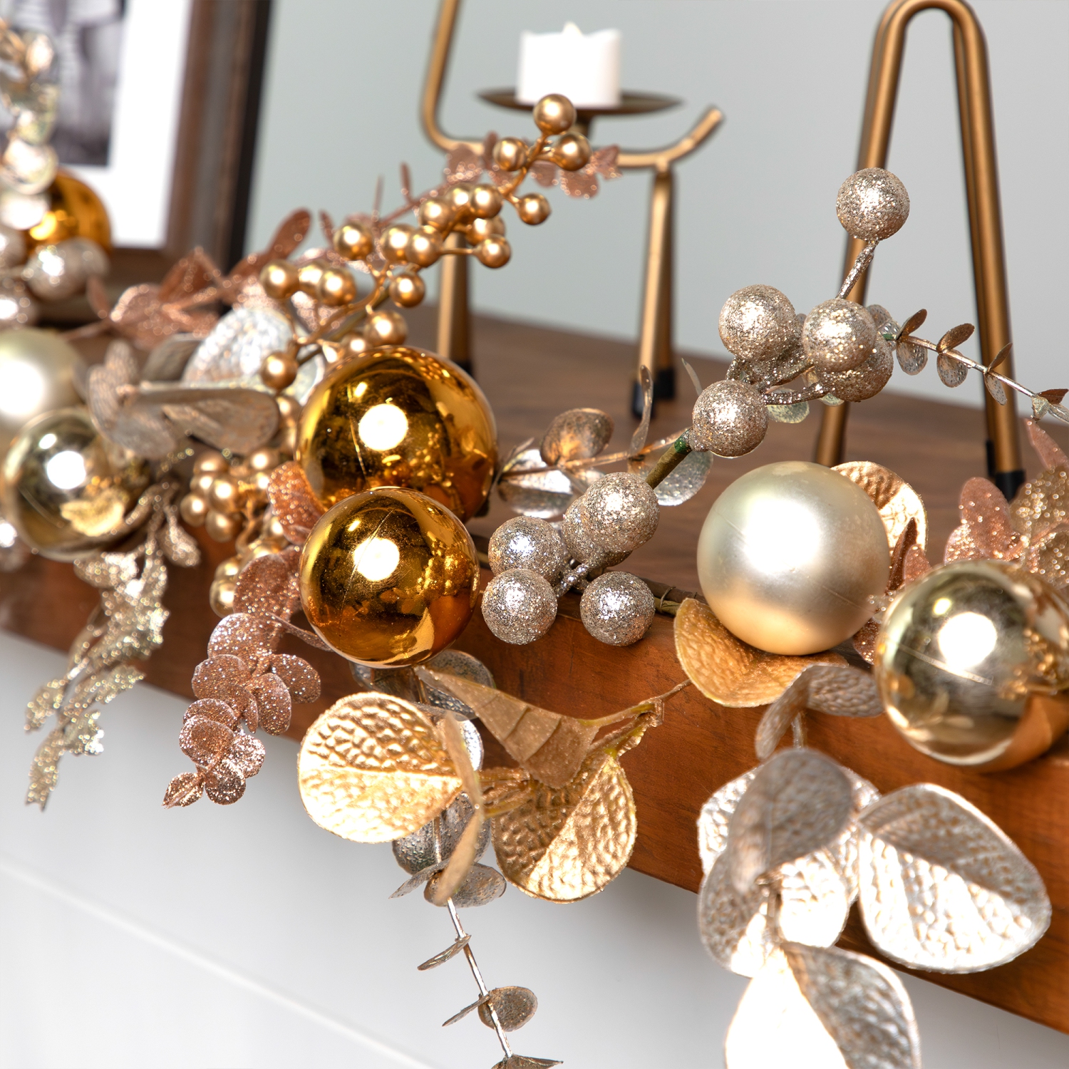 Glittered Mixed Leaves and Berries Artificial Christmas Garland - 6' x 9" - Unlit