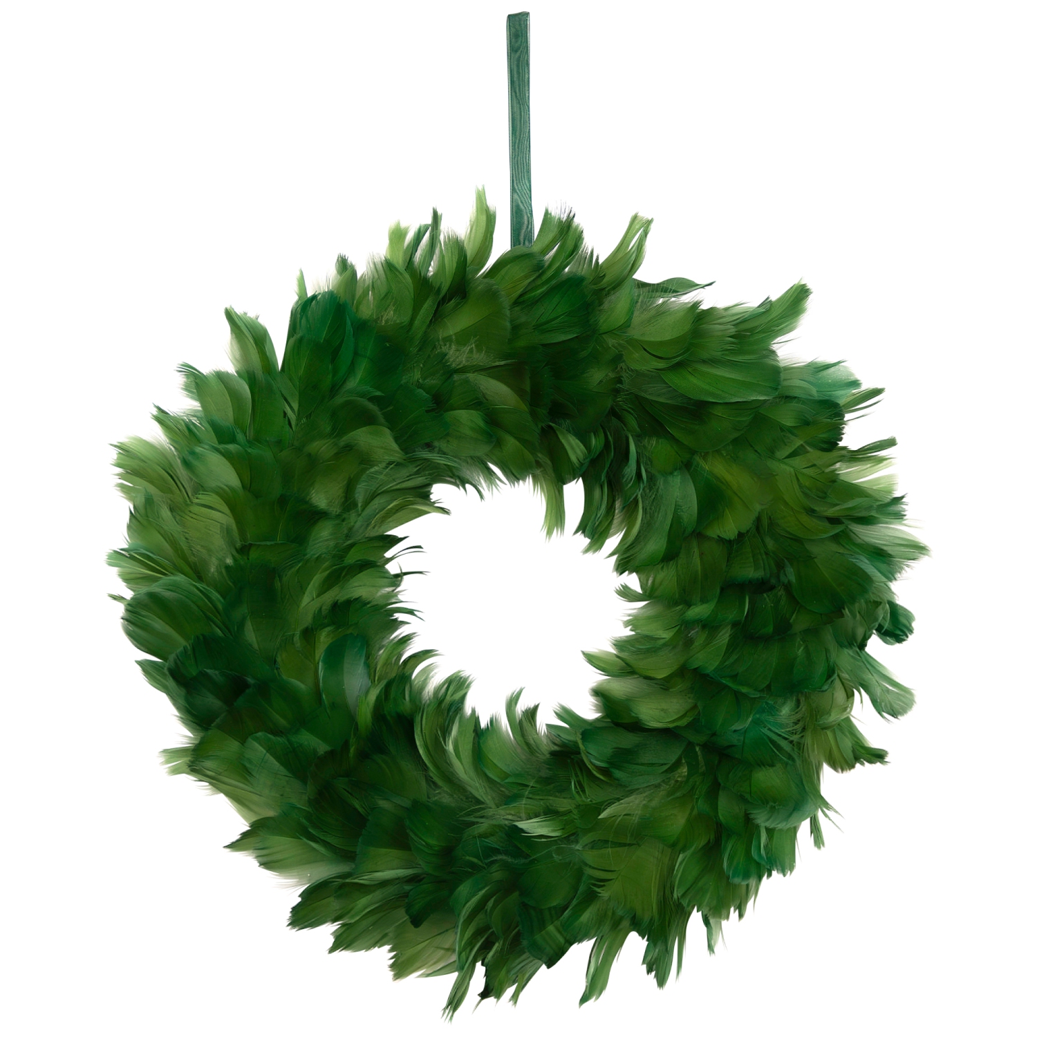 Couronne de Noël avec plumes d'espion - 14,5 po - non éclairée - Vert