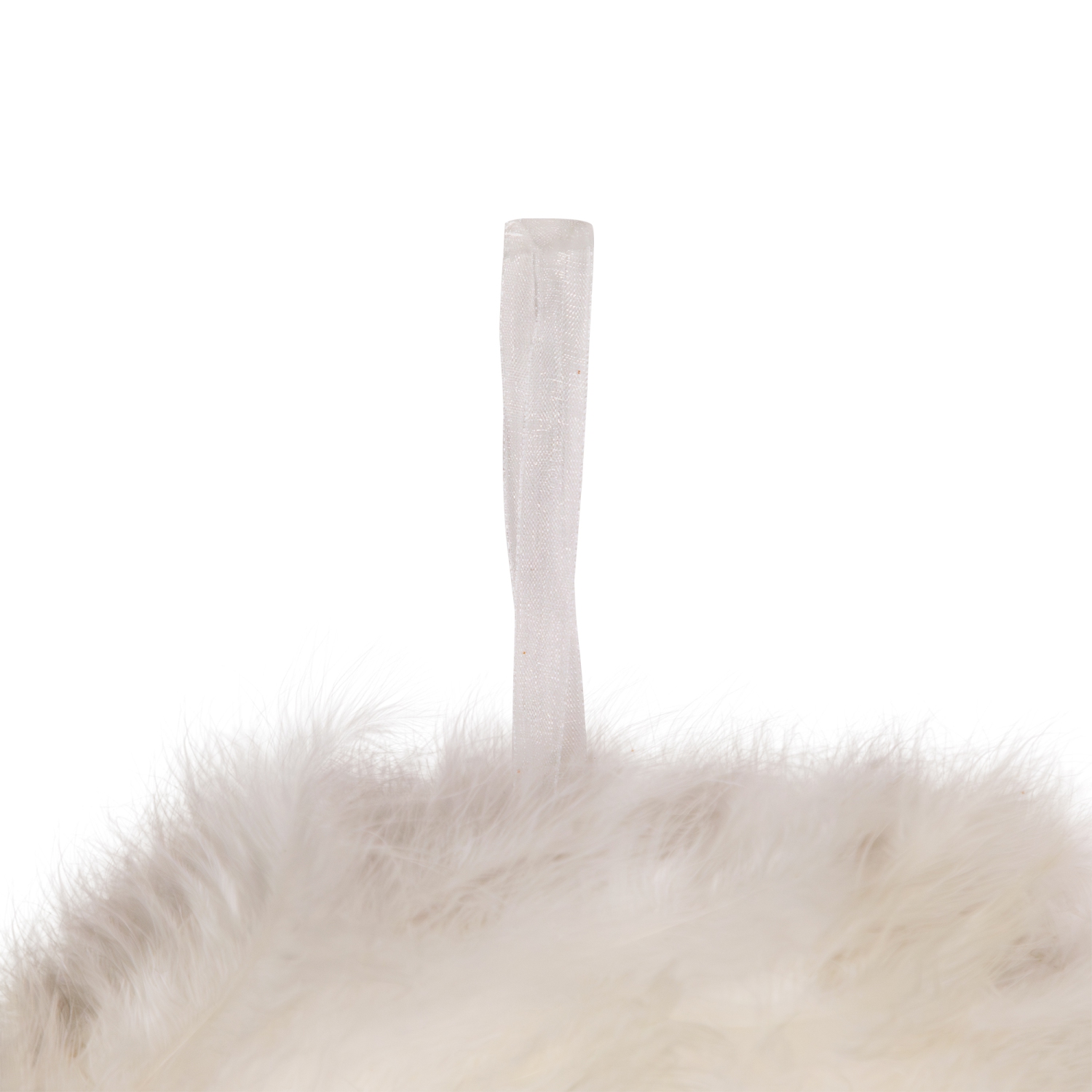 Couronne de Noël de plumes d'espion - 14,5 po - non éclairée - Blanc d'hiver