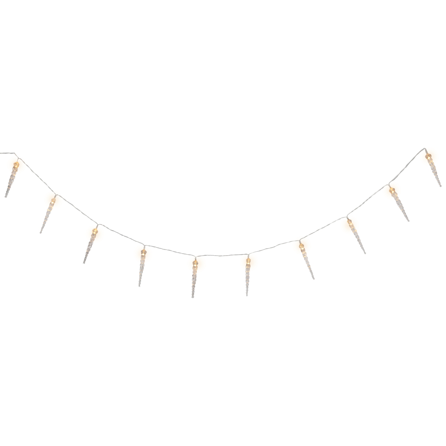 Icicle String Christmas Light Set - Warm White - 4.5' Clear Wire - 10ct