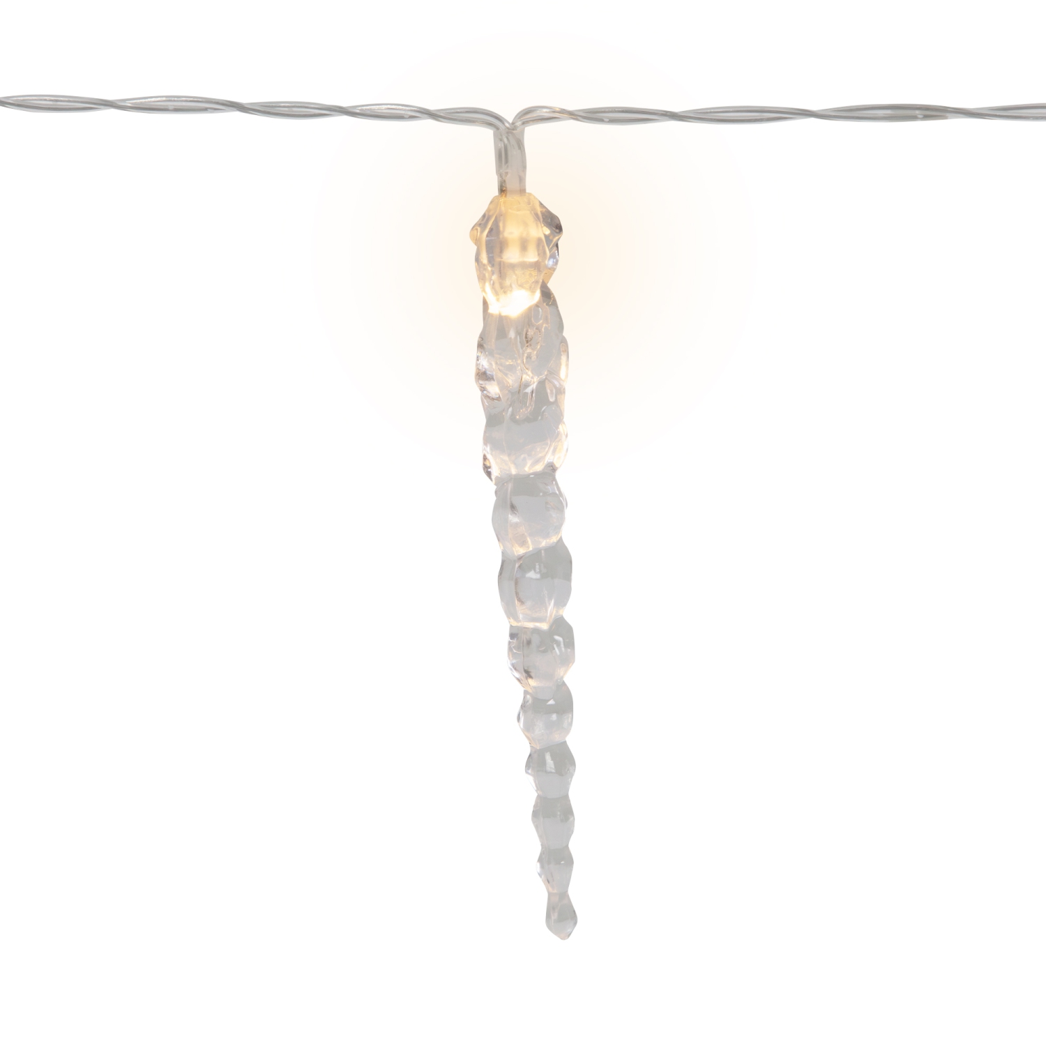 Icicle String Christmas Light Set - Warm White - 4.5' Clear Wire - 10ct