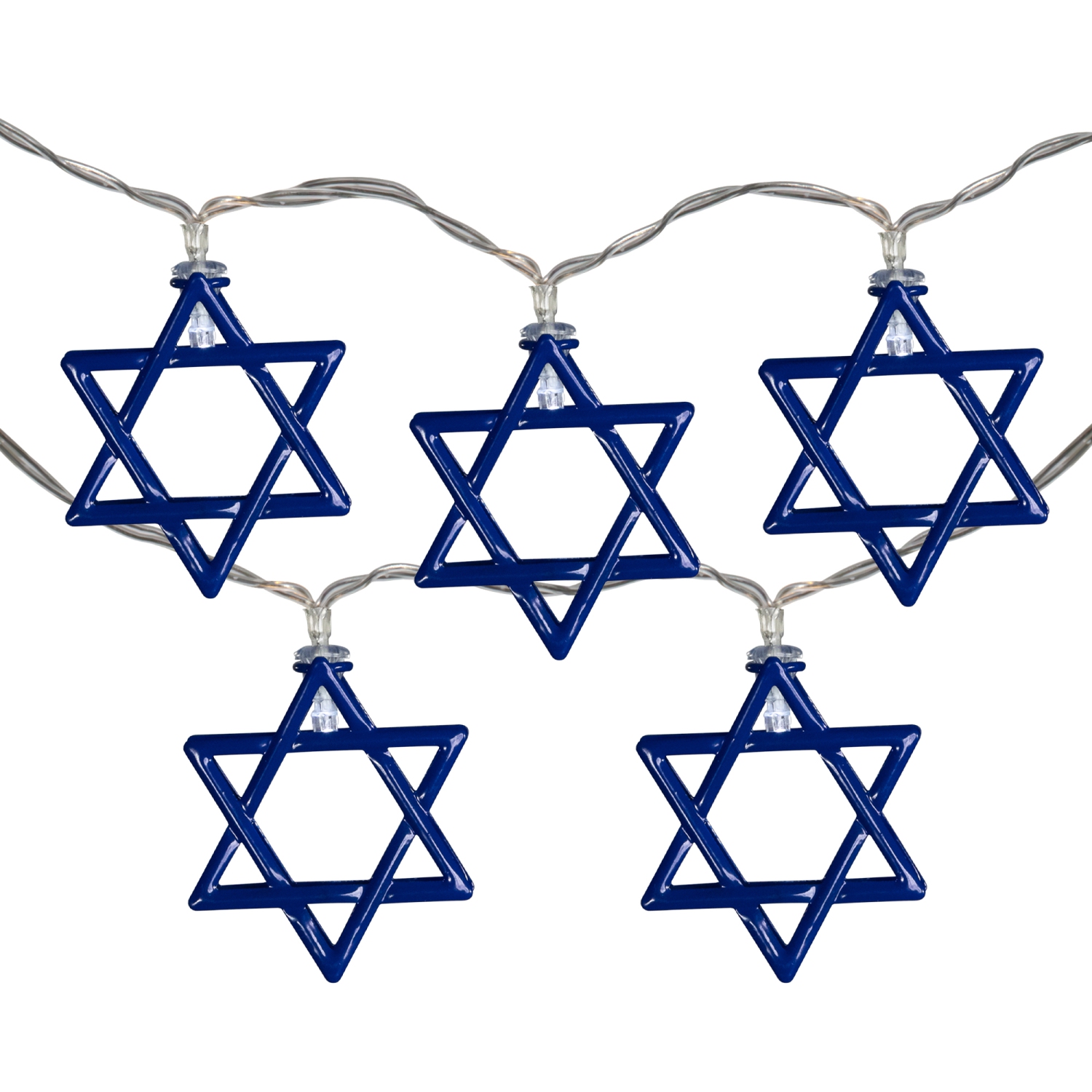 10ct Star of David Hanukkah Lights - White LED - 5' - Clear Wire
