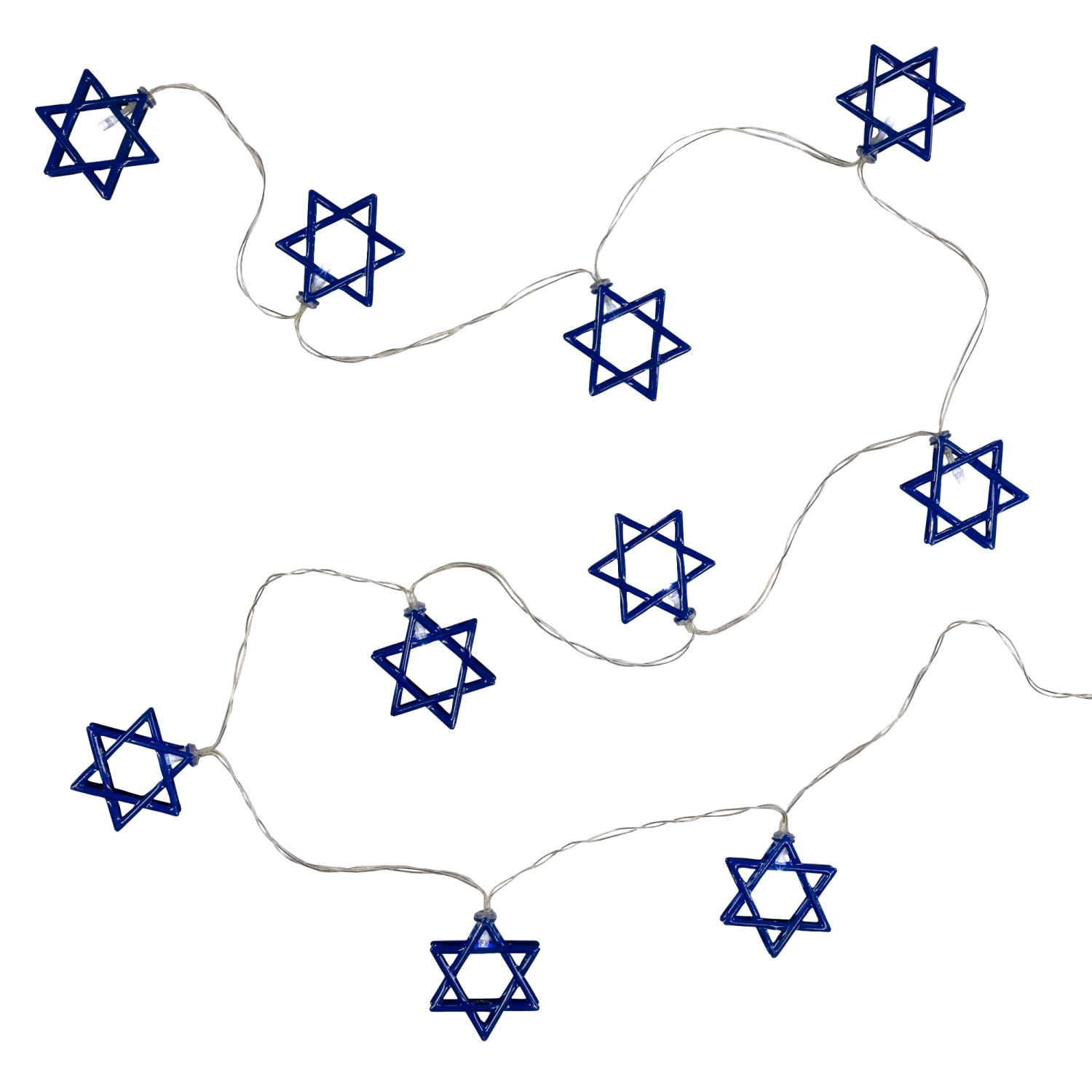10ct Star of David Hanukkah Lights - White LED - 5' - Clear Wire