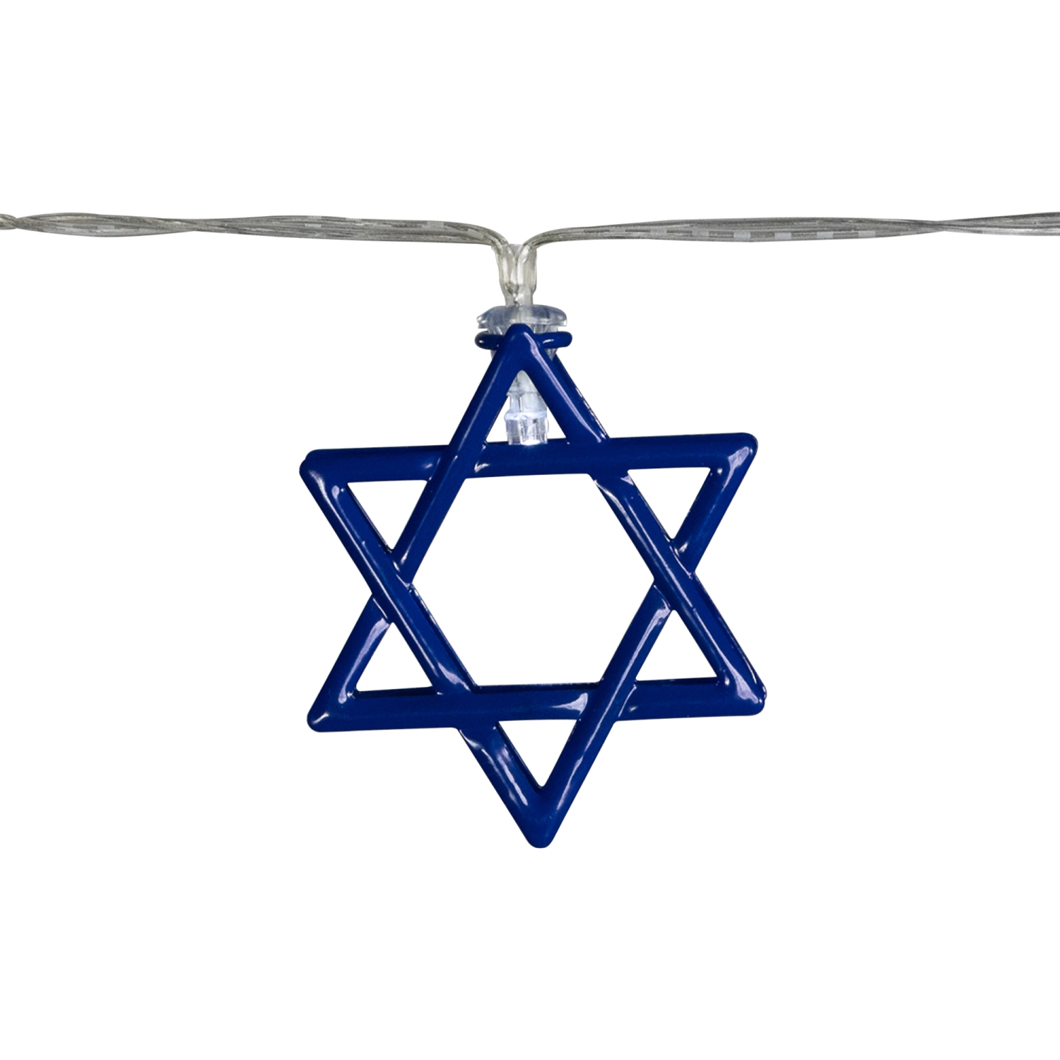 10ct Star of David Hanukkah Lights - White LED - 5' - Clear Wire