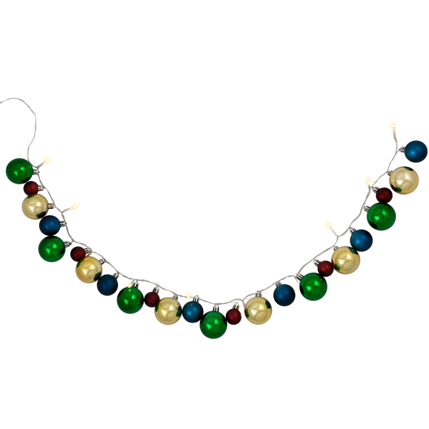 Ornament String Light Christmas Garland - LED Warm White - 3' - 10ct - Green