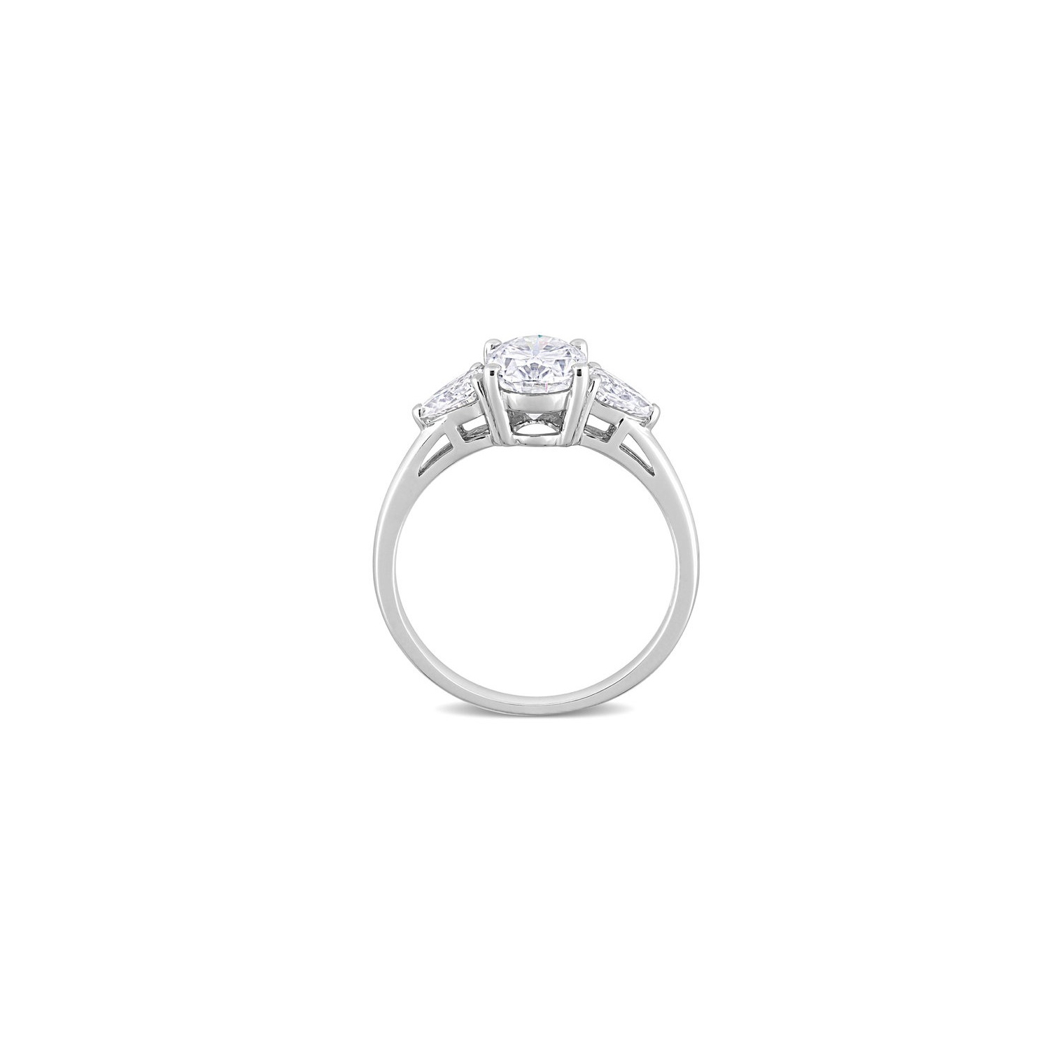 Bague de fiançailles en argent sterling avec moissanites synthétiques trois pierres d'1,75&nbsp;carat