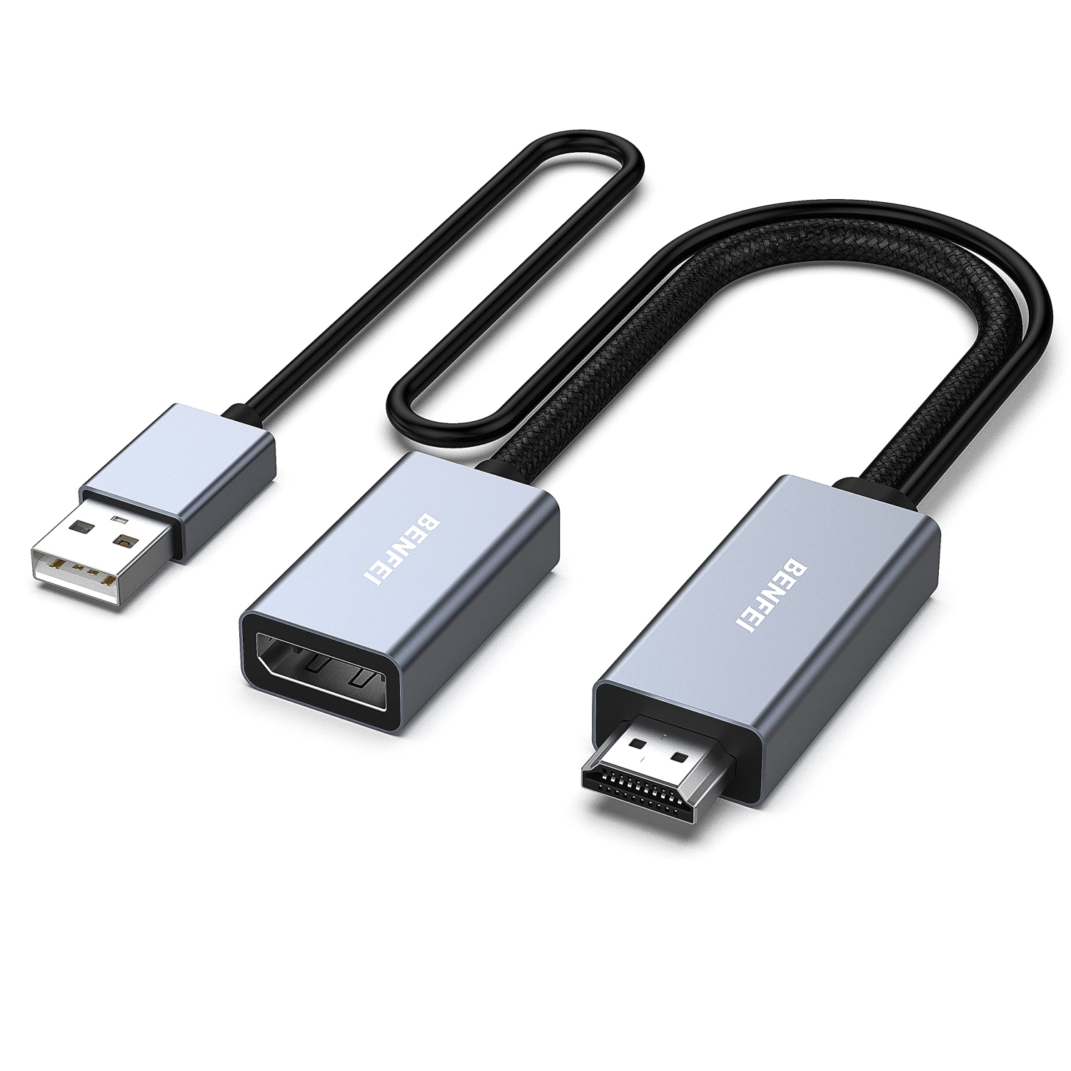 Adaptateur HDMI vers DisplayPort 4K de BENFEI, prend en charge les formats 4K@60&nbsp;Hz/2K@144&nbsp;Hz/1080P@165&nbsp;Hz