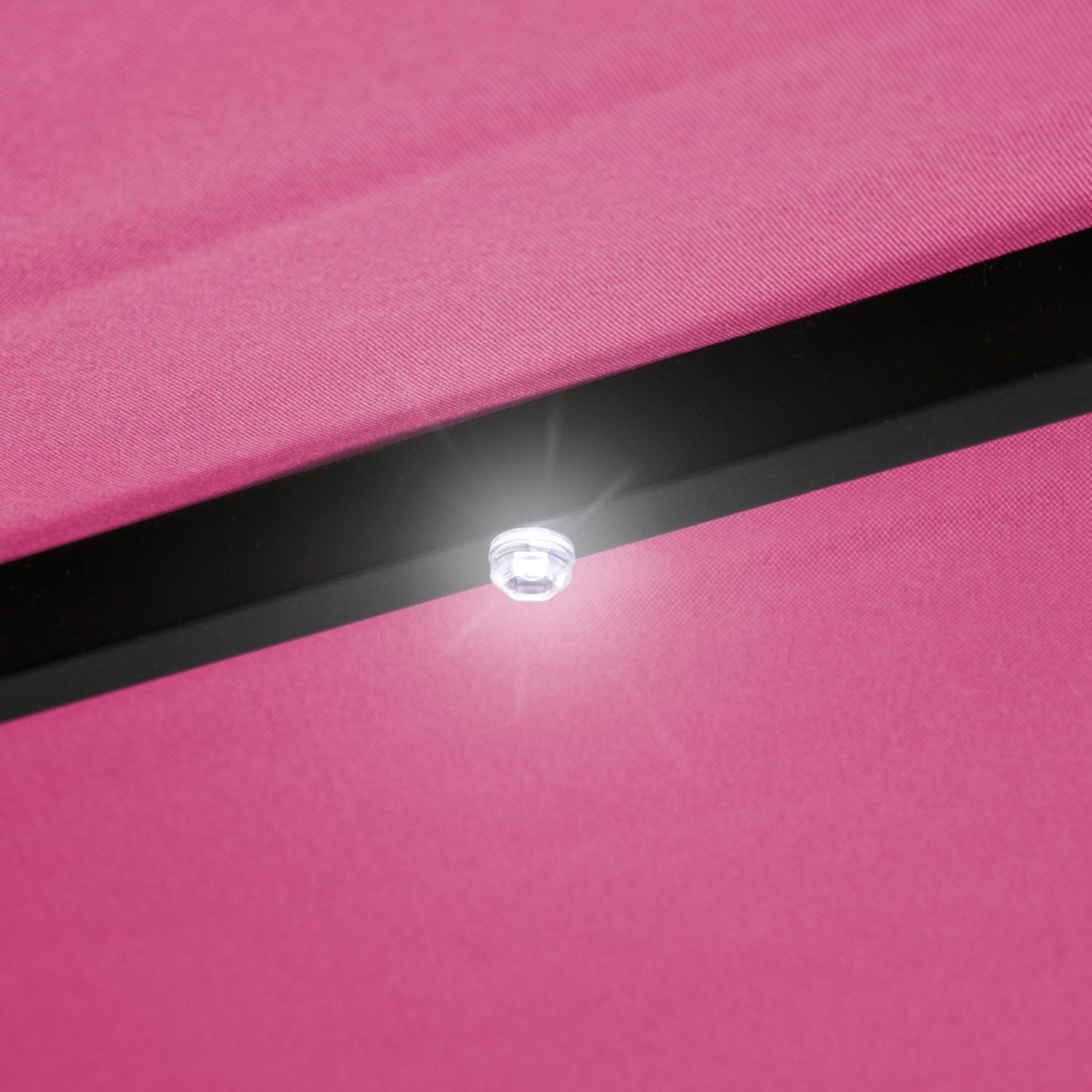 9&nbsp;pi – Parapluie d’extérieur à éclairage solaire avec manivelle et inclinaison, rose