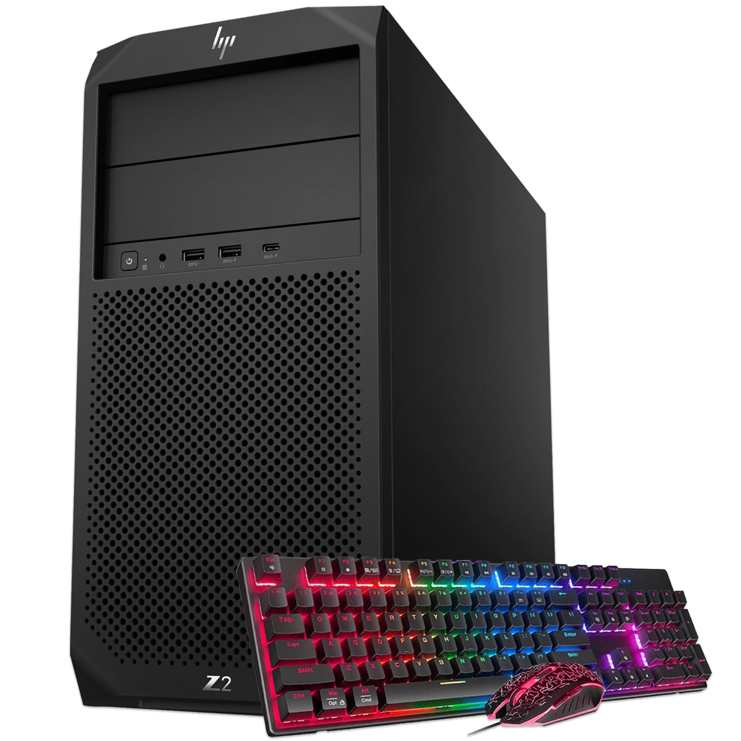 Refurbished (Good) - HP Z2 Tower G4 Powerful Workstation Windows 11 Pro Desktop PC, Intel i7 8th Gen Processor, 32GB DDR4 RAM, New 2TB NVMe SSD, 1TB HDD, RGB Gaming Keyboard Mouse