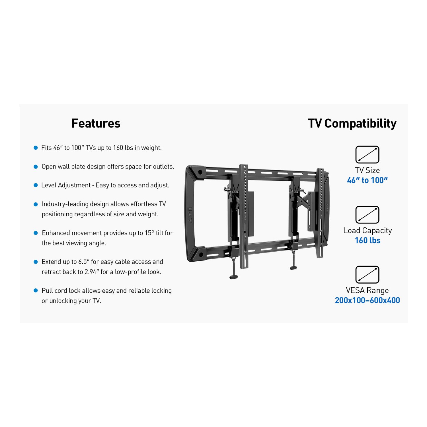 Ergo AV Extend and Tilt Mount for 46" - 100" TVs