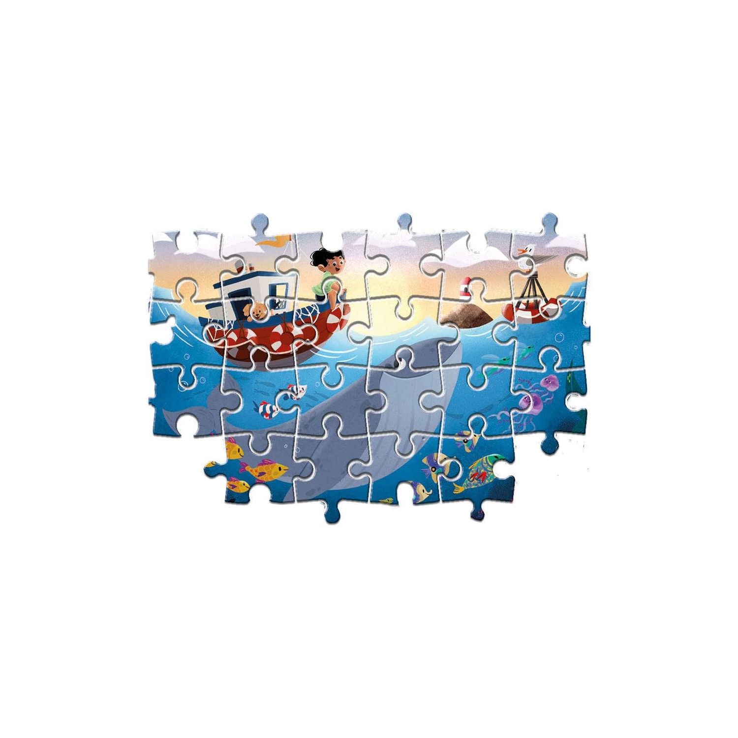 Casse-tête 4-en-1 Super Color Clementoni - monde marin
