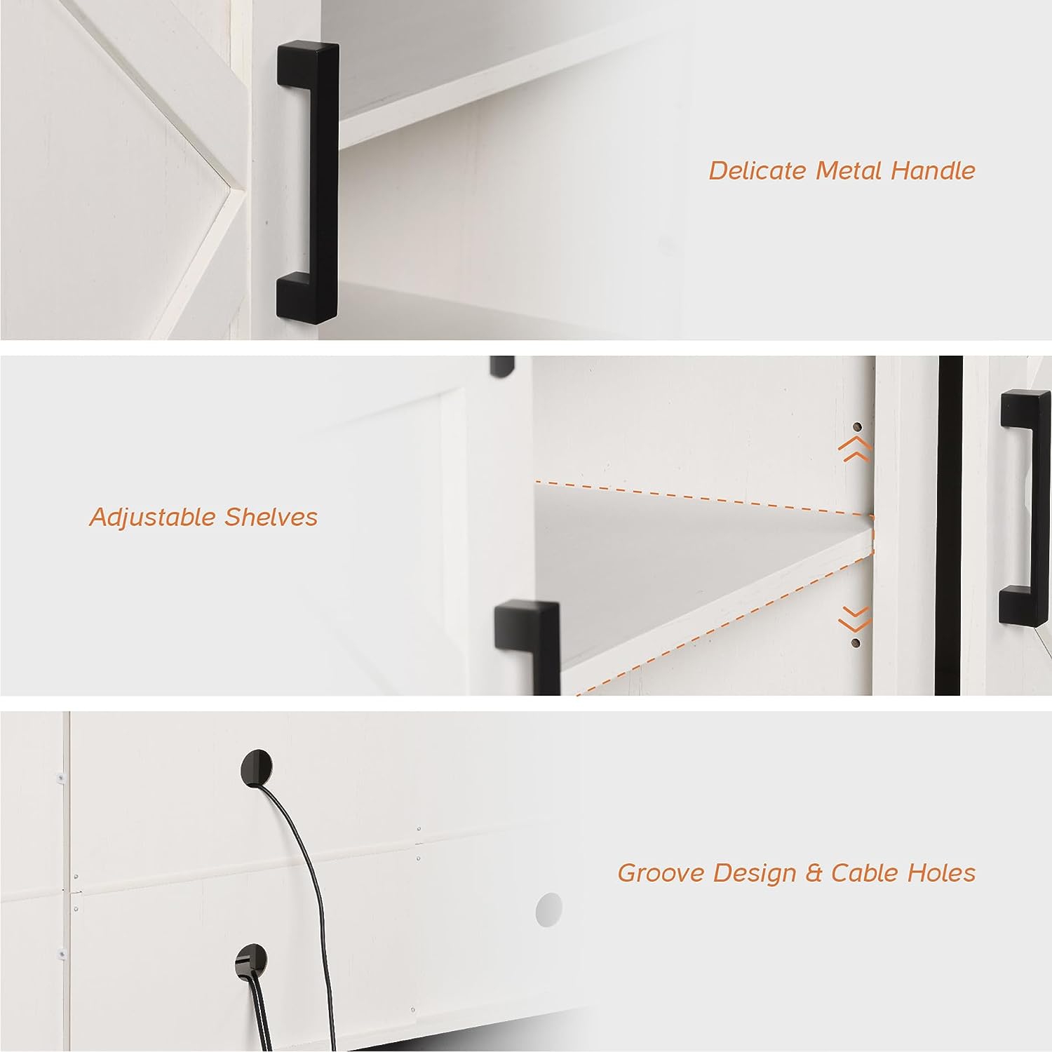 Meuble pour téléviseur avec foyer WAMPAT Meuble de salon avec porte de grange coulissante pour téléviseurs jusqu'à 100&nbsp;pouces, meuble de